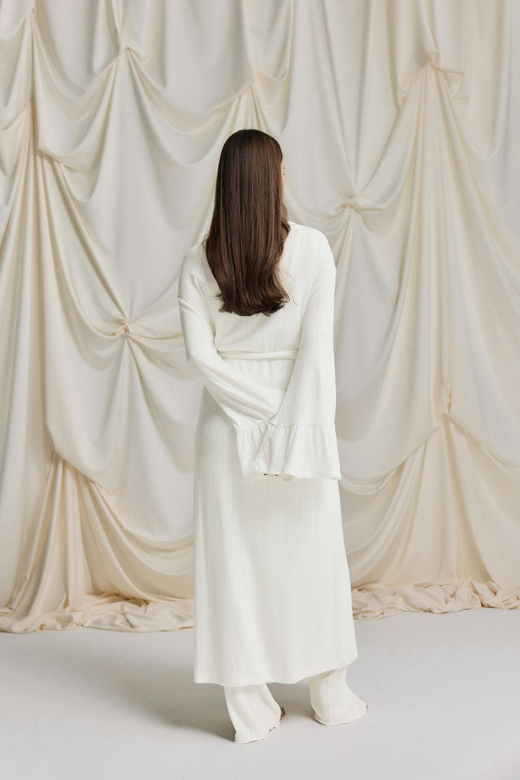 Pointelle loungwear robe