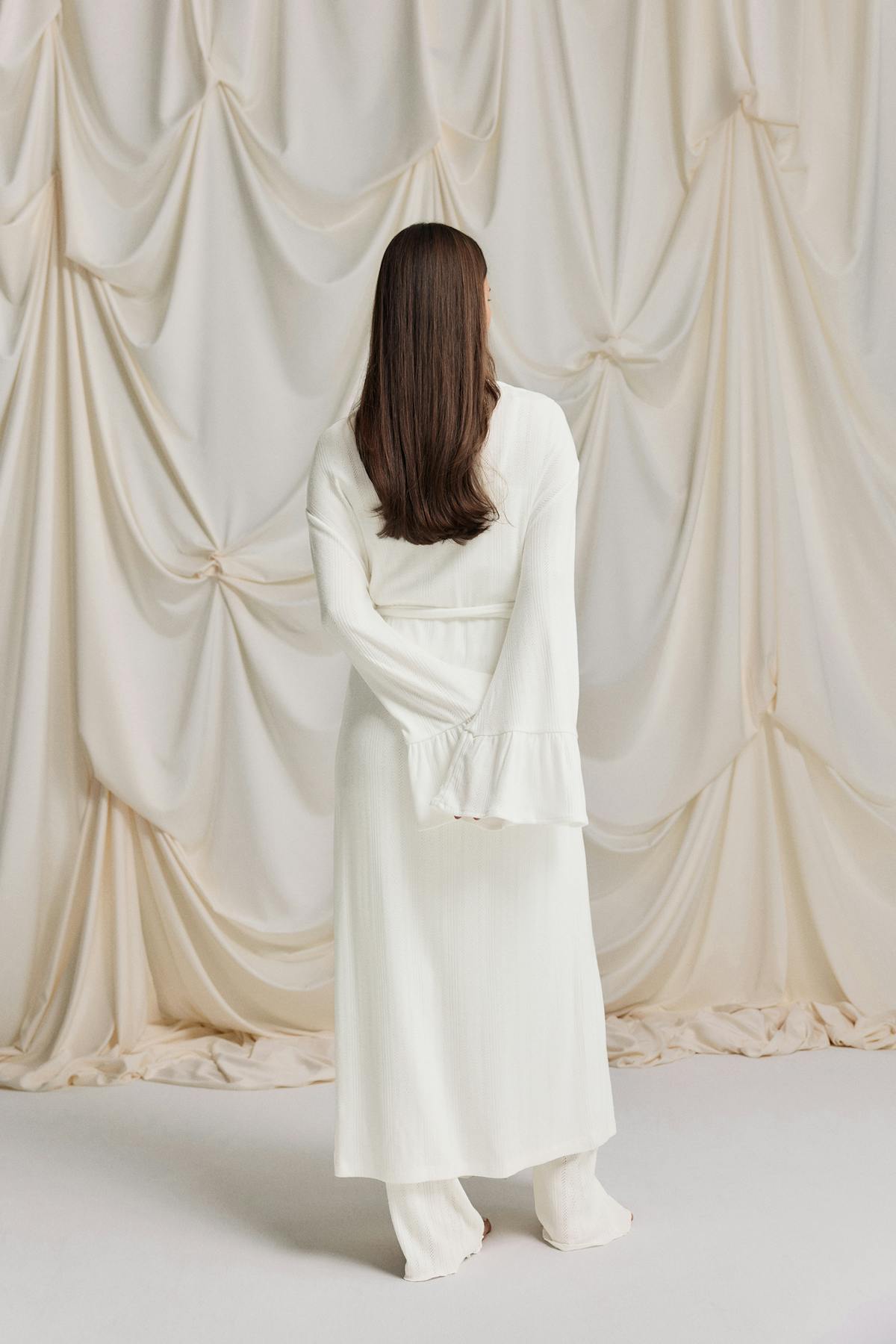 Pointelle loungwear robe