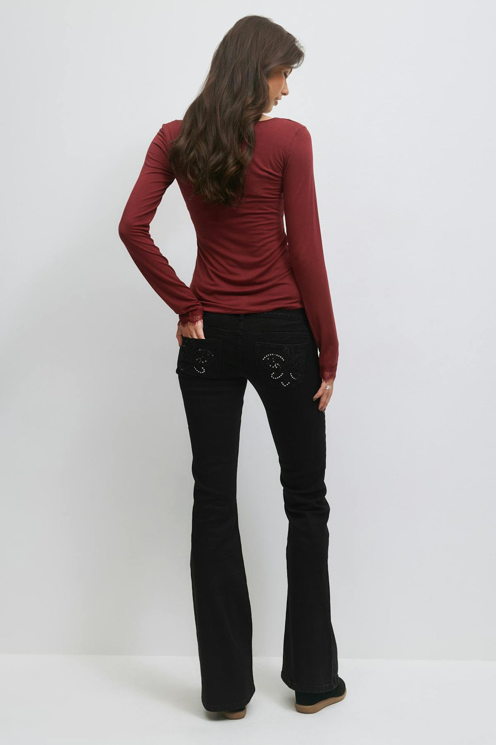 14+ pleated flare jeans