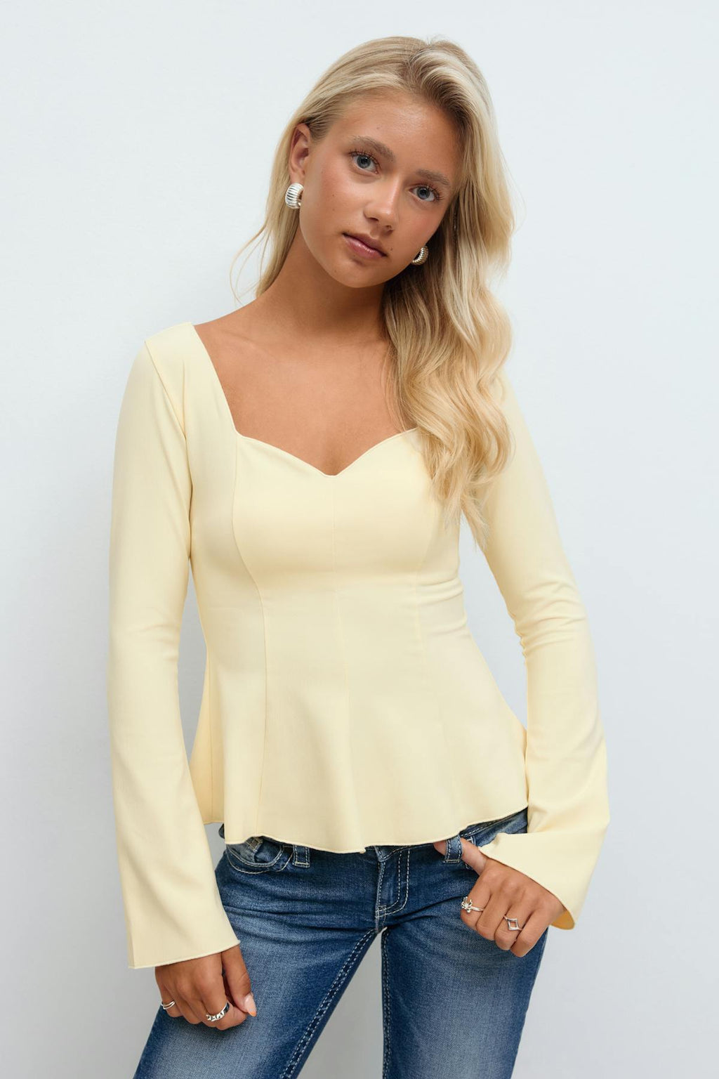 14+ long sleeve peplum top