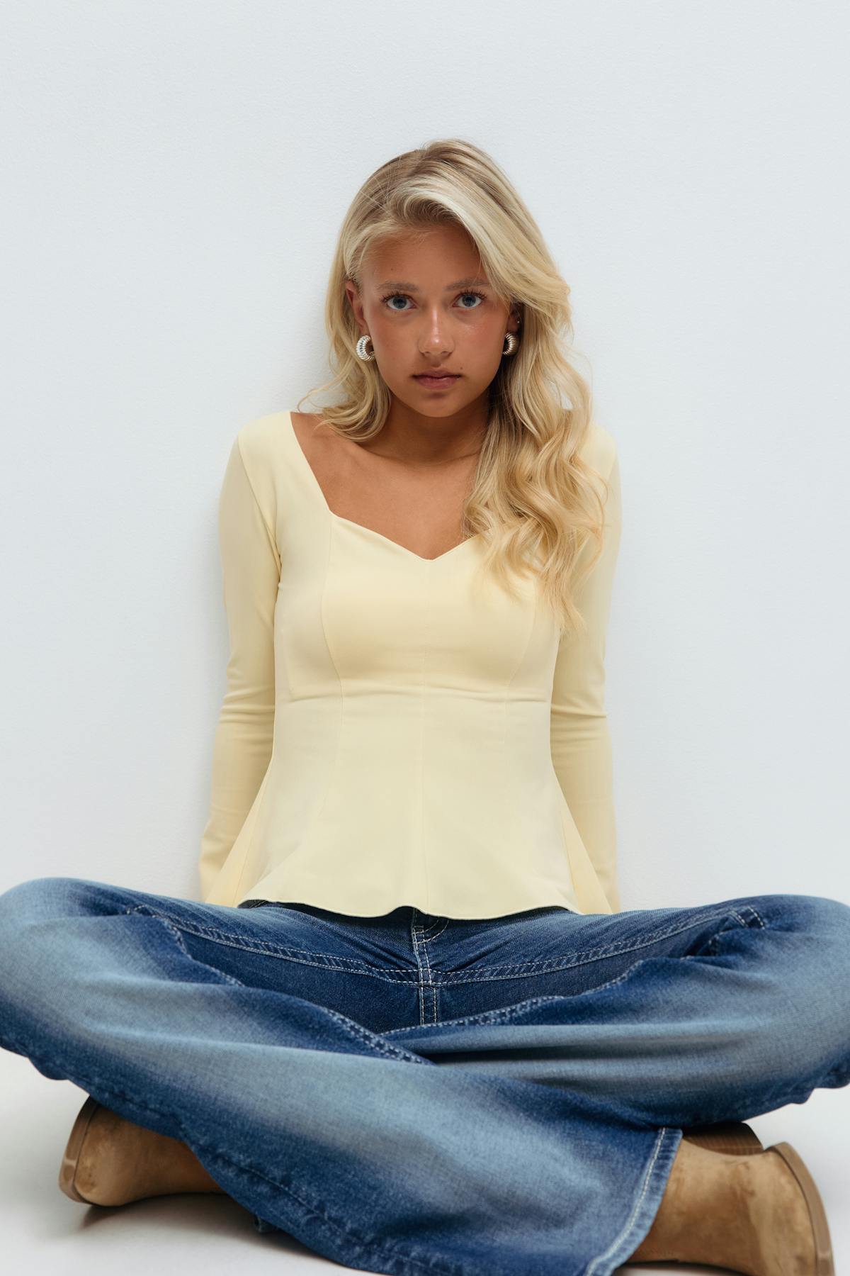 14+ long sleeve peplum top