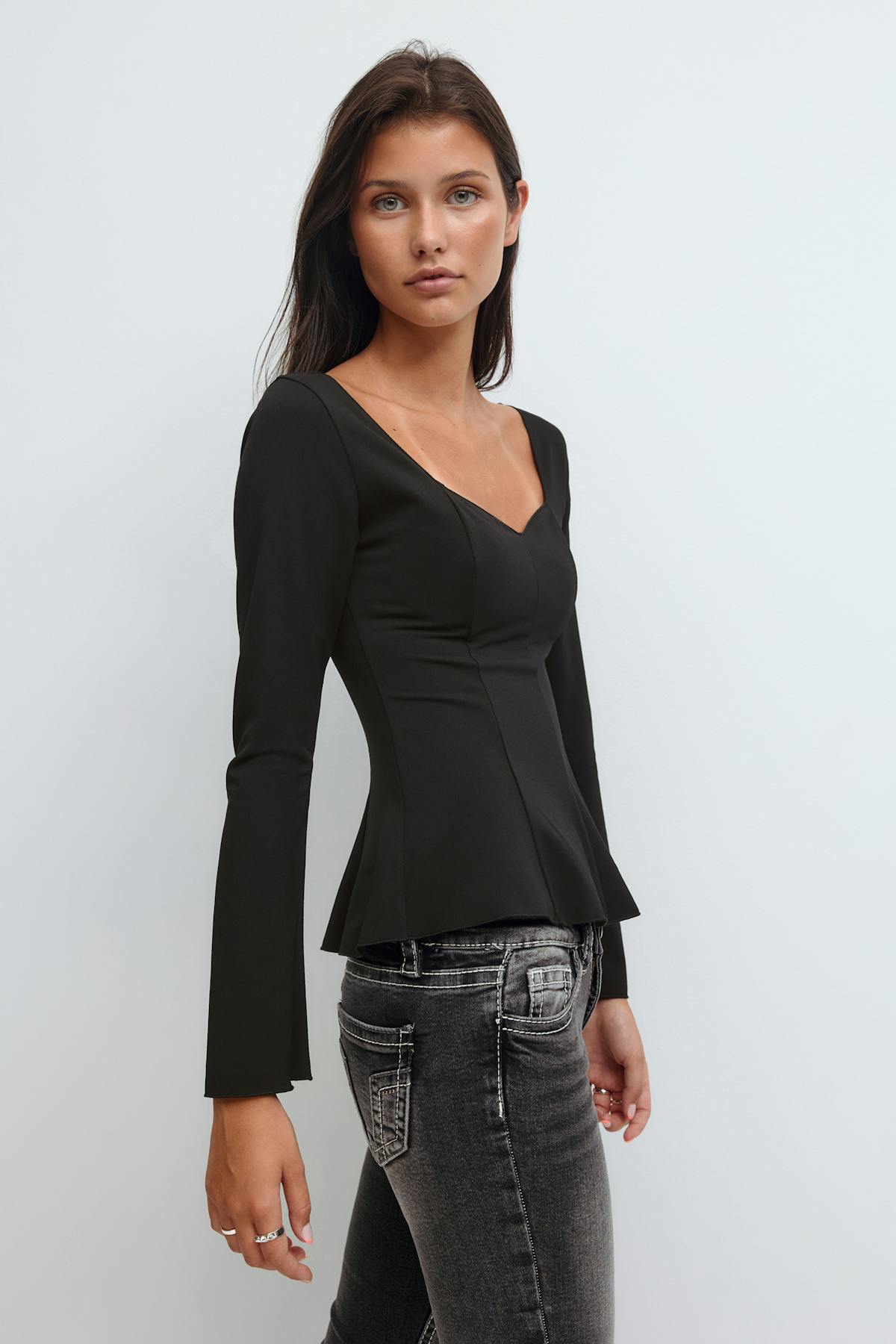 14+ long sleeve peplum top