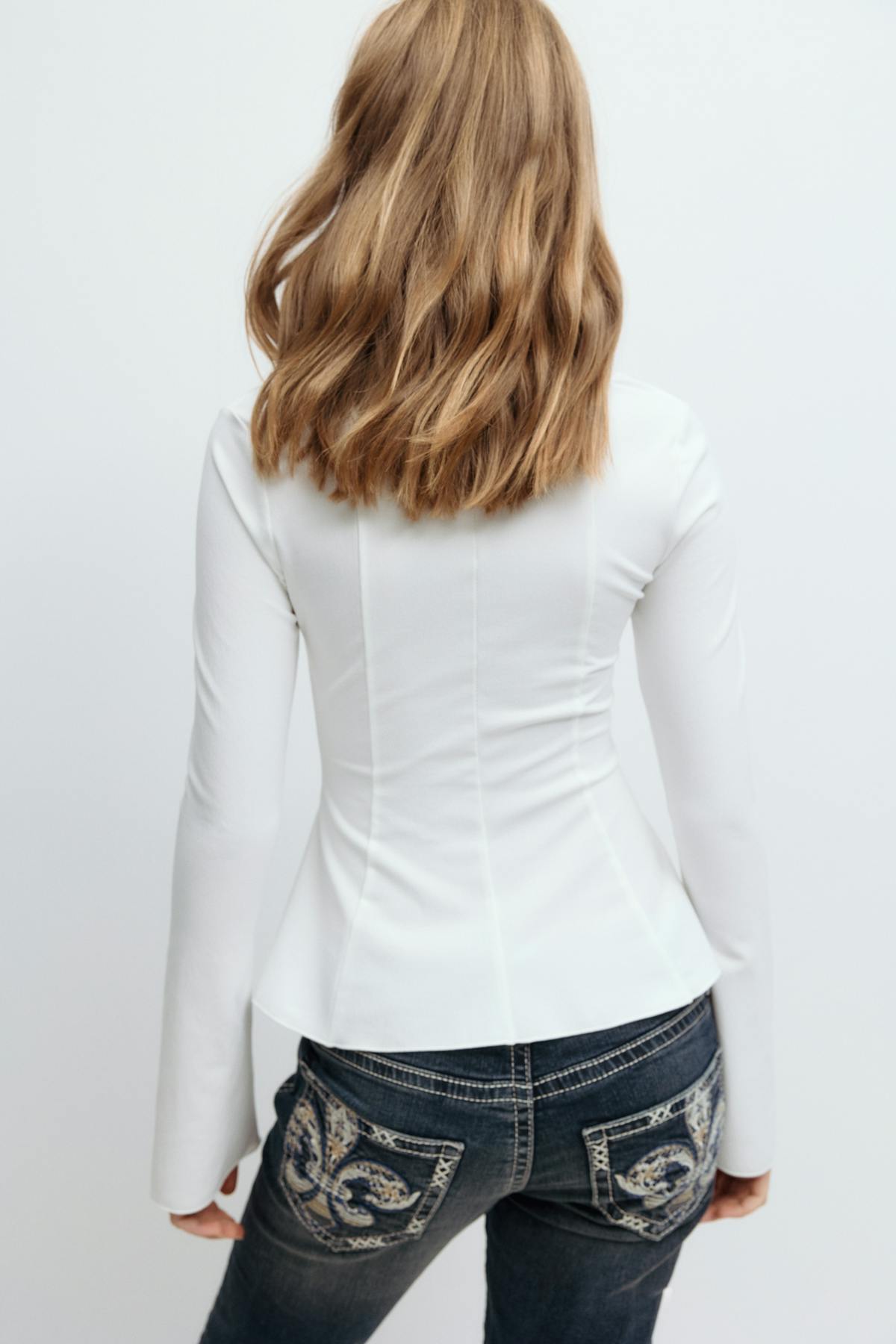 Y long sleeve peplum top