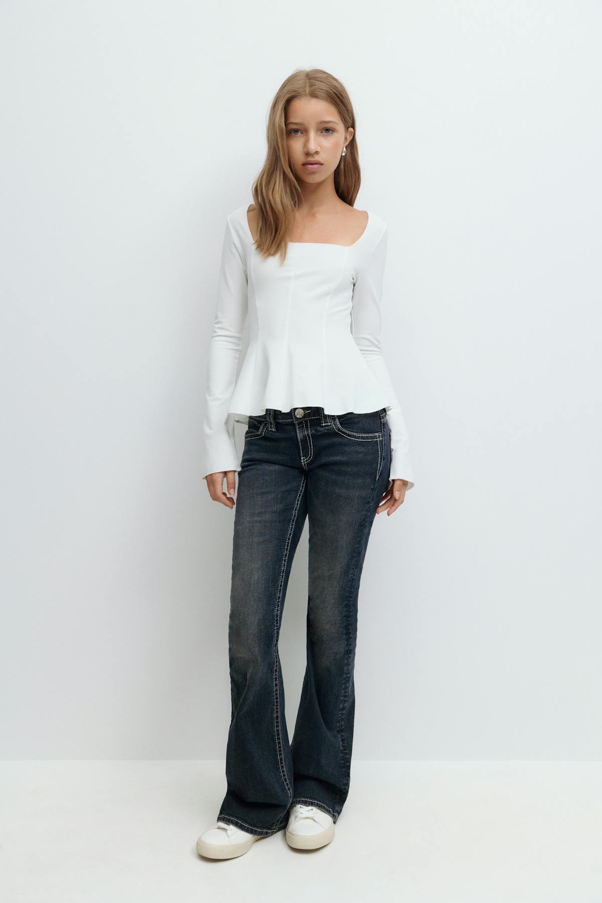 Y long sleeve peplum top
