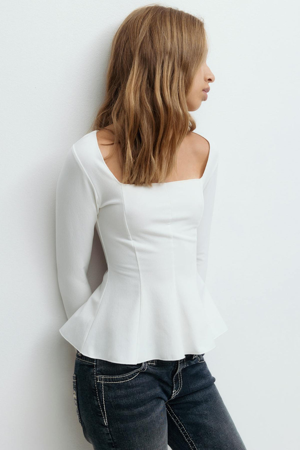 Y long sleeve peplum top