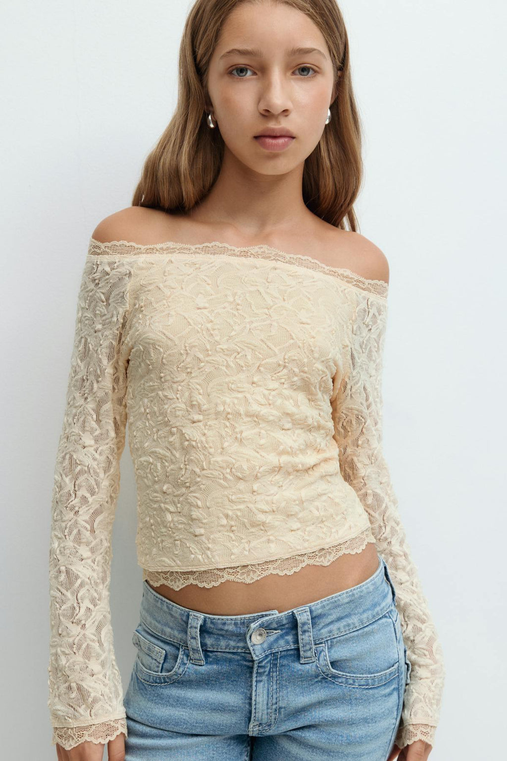 Y lace off shoulder top