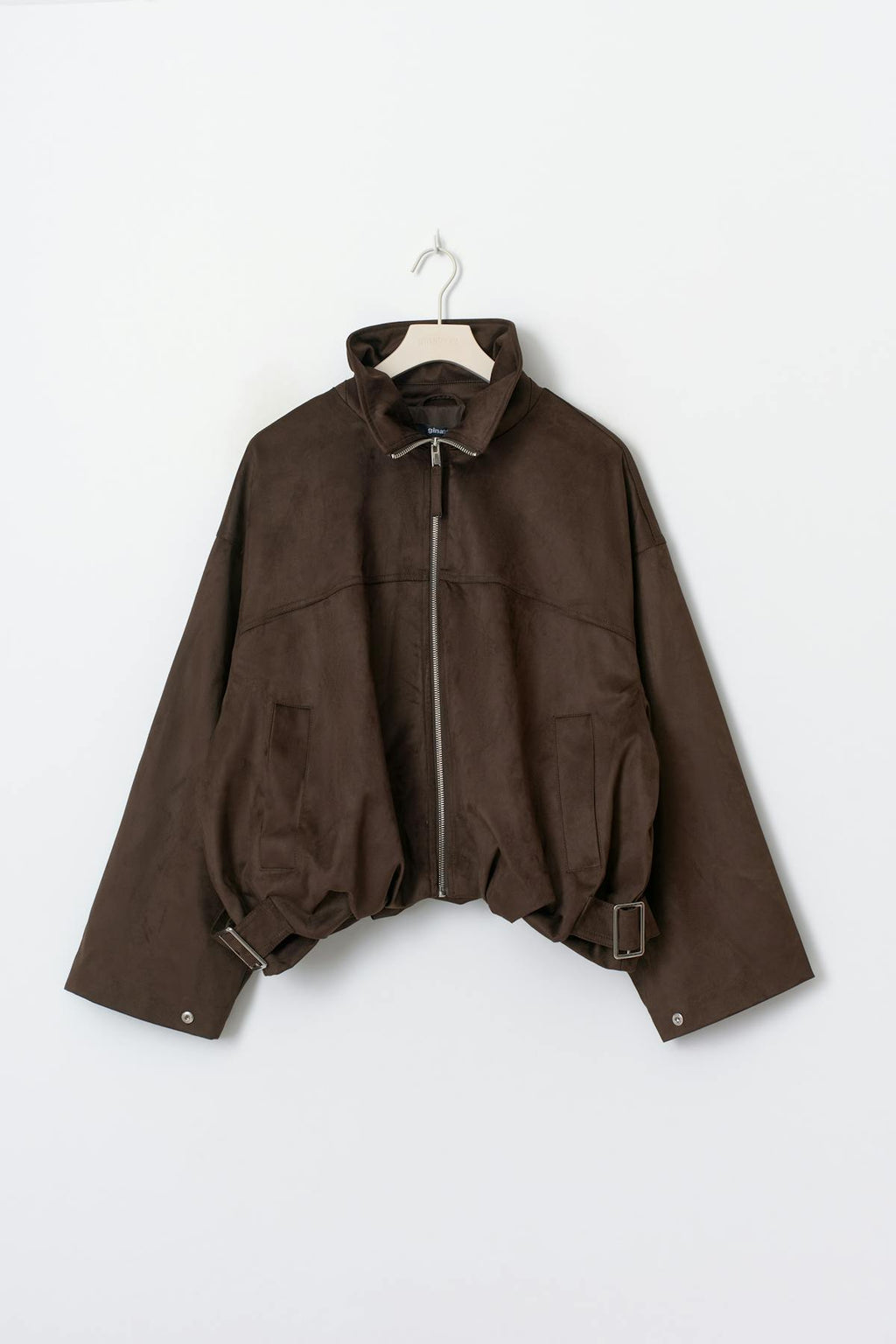 Faux suede high neck jacket