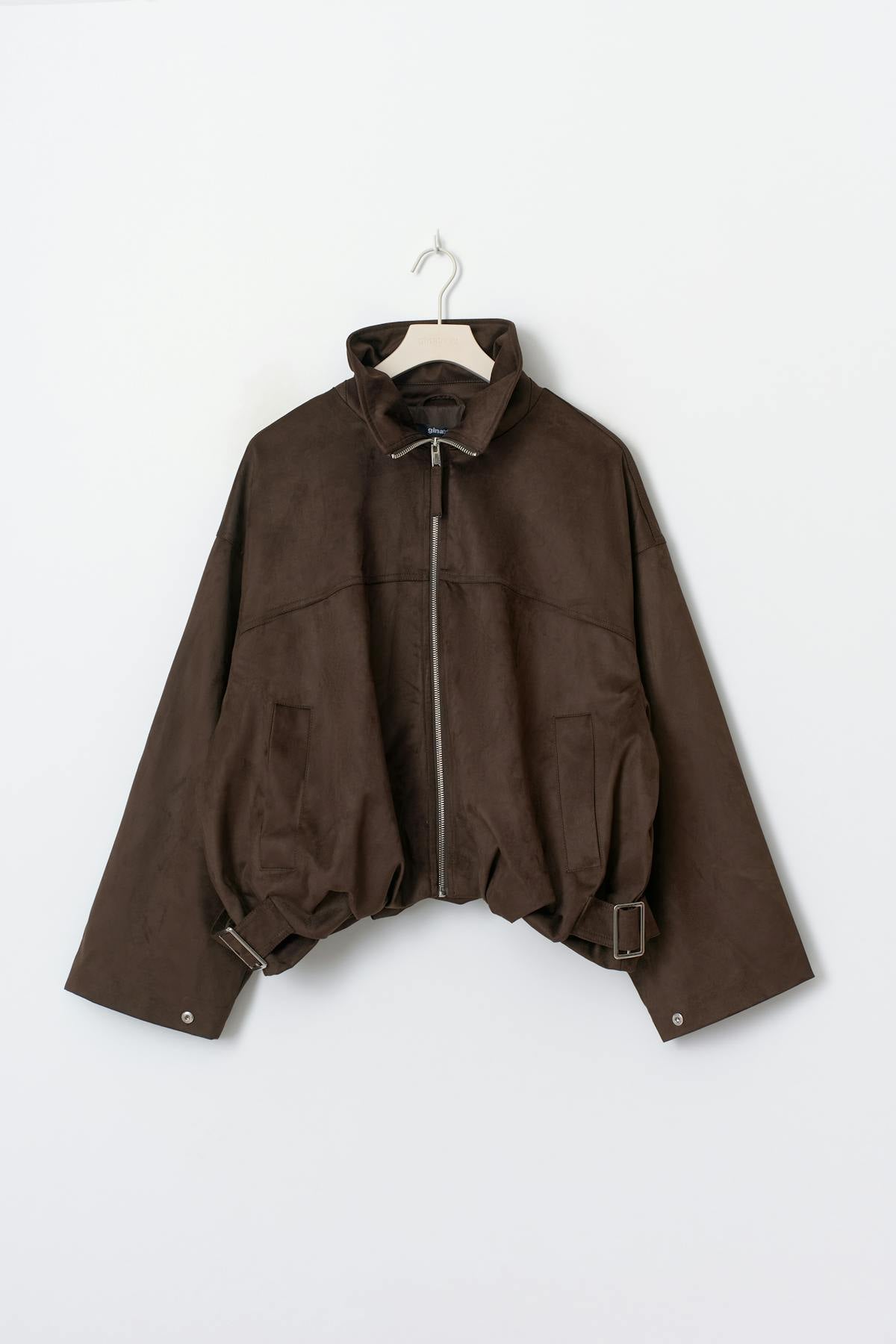 Faux suede high neck jacket