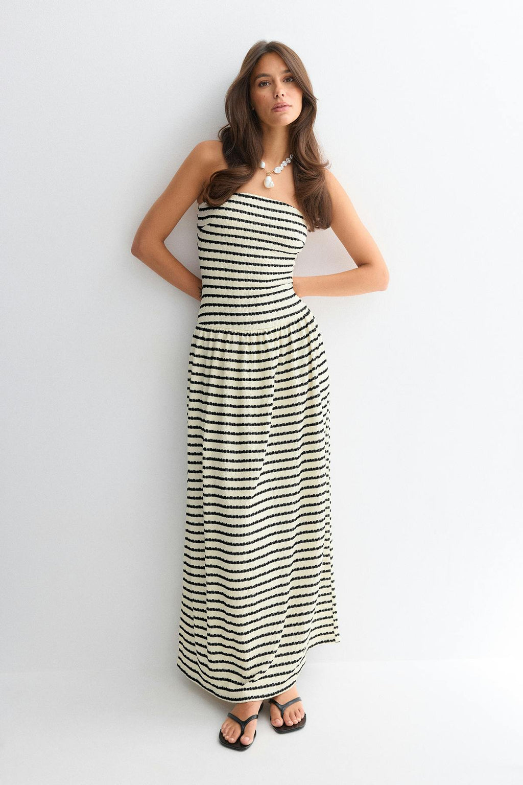 Dropped waist bandeau dress