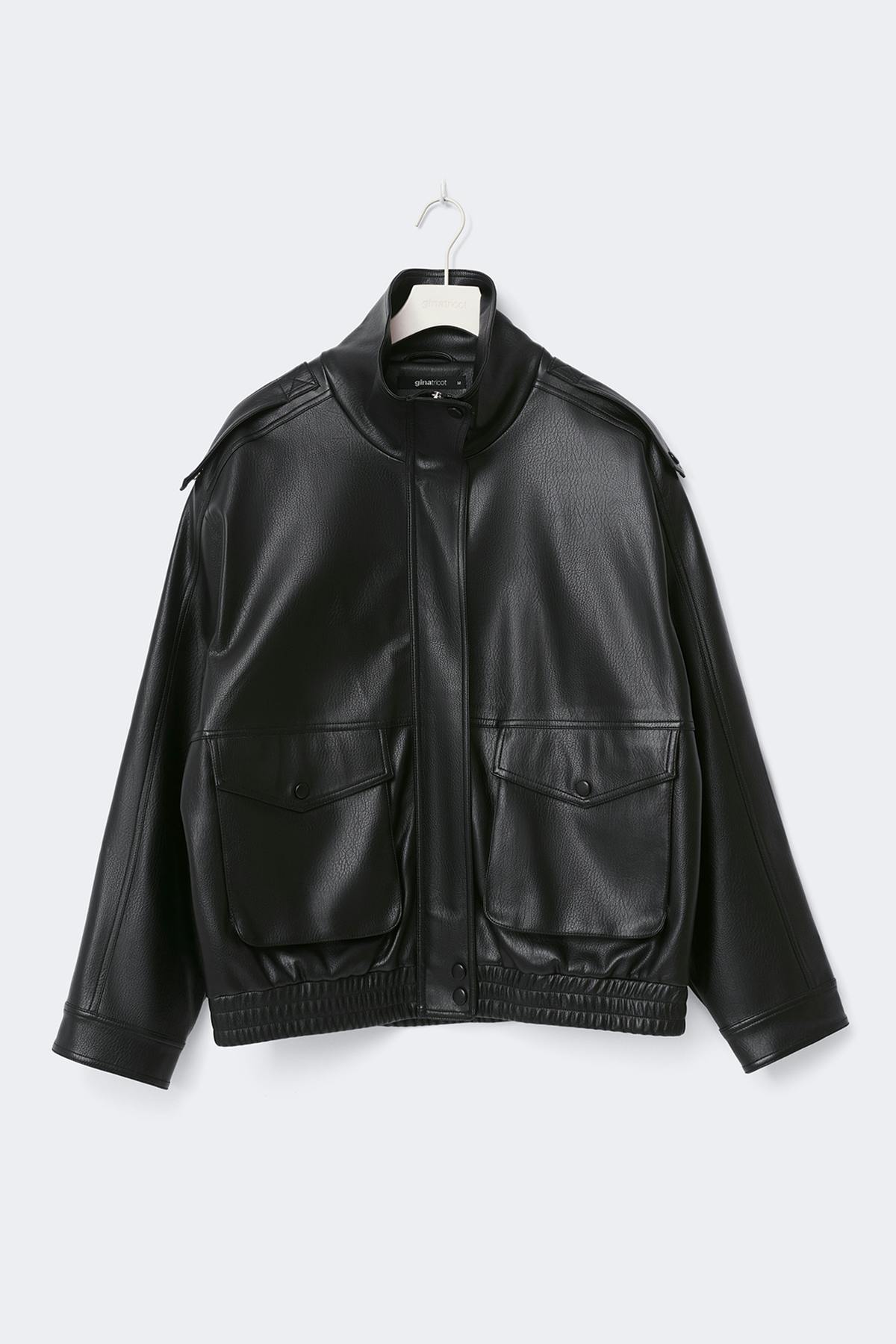 High neck pu jacket