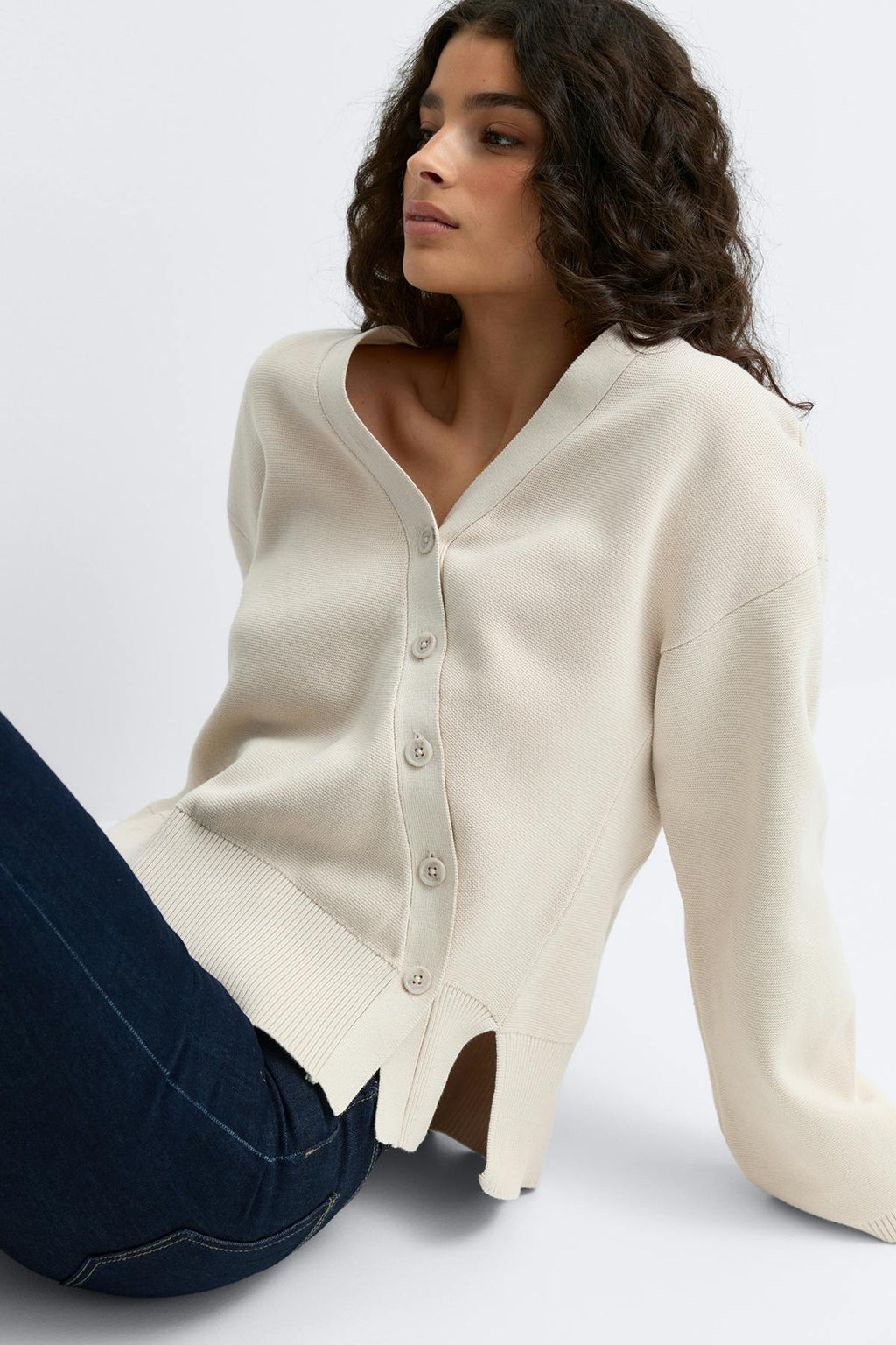 Asymmetric knitted cardigan