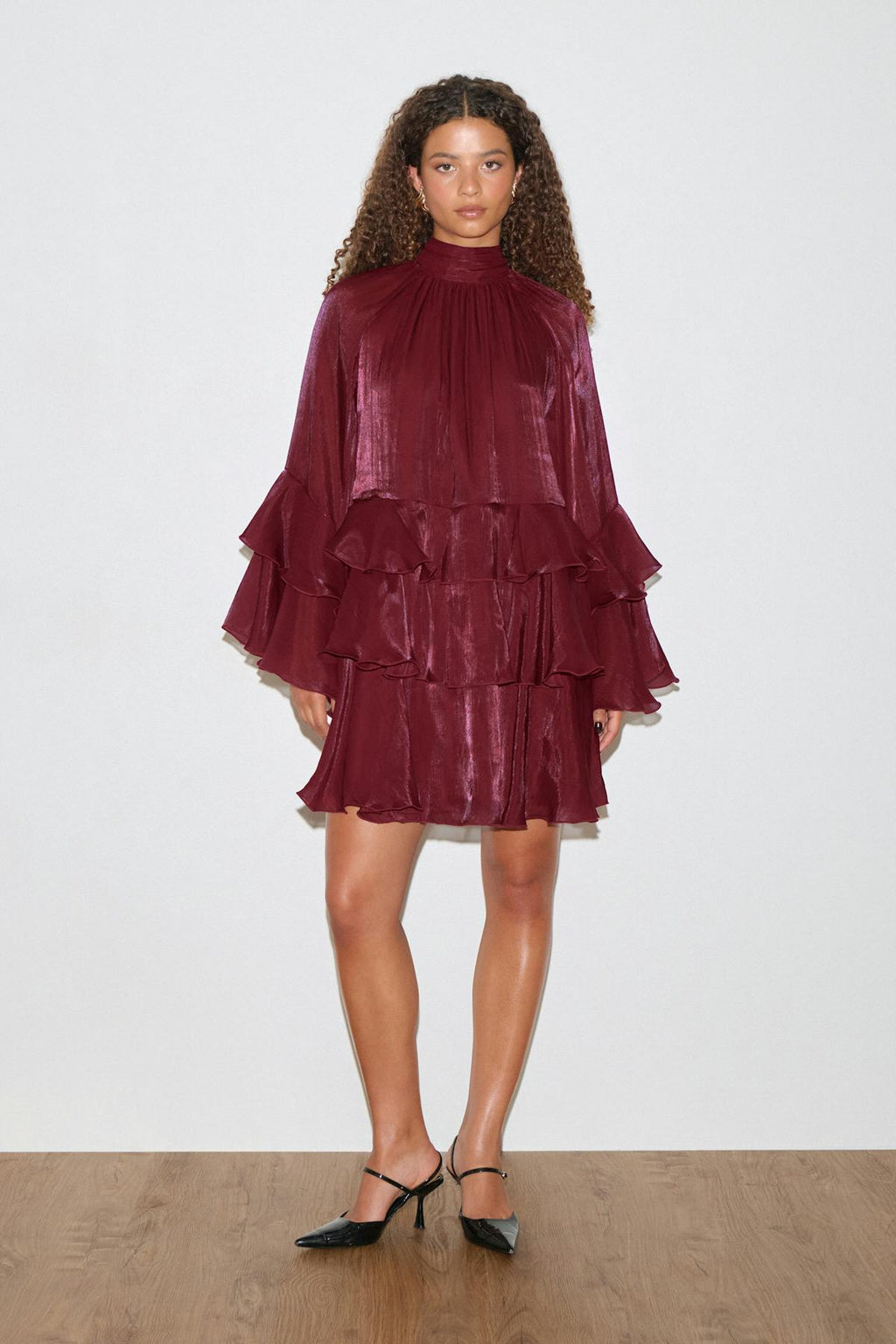 Flowy frill mini dress
