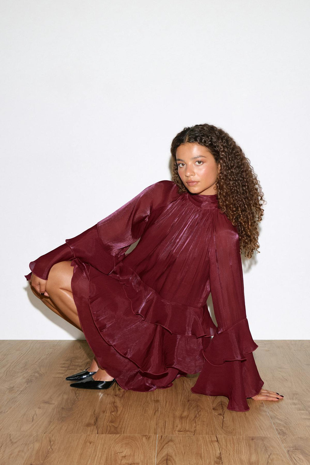 Flowy frill mini dress