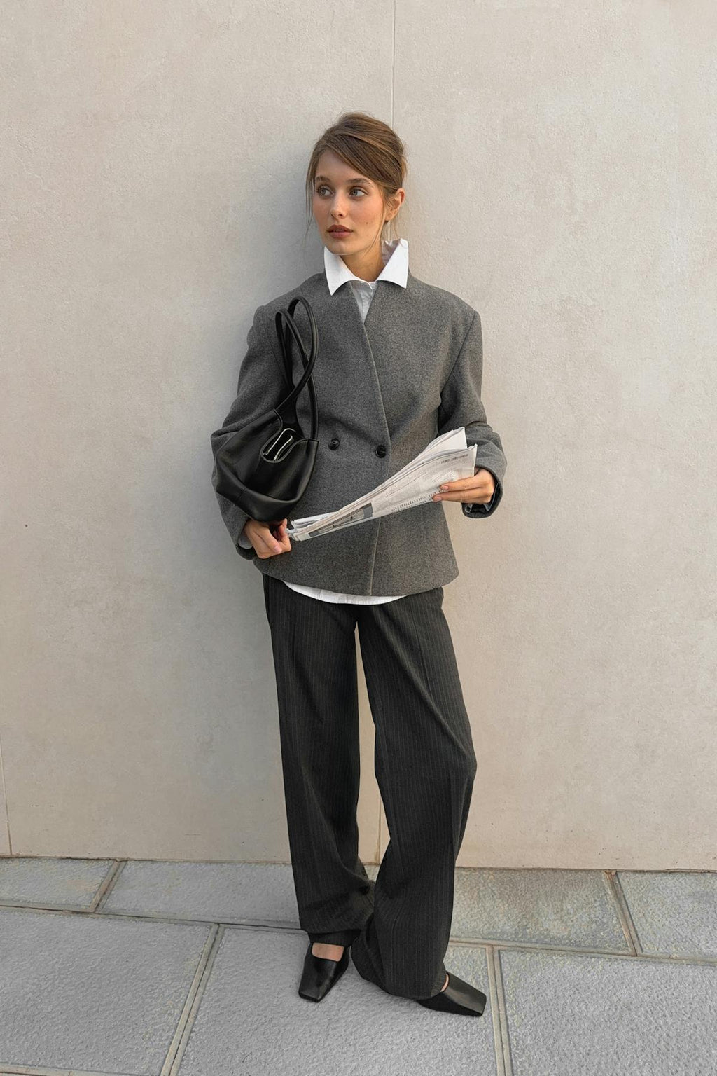 Mid waist straight trousers