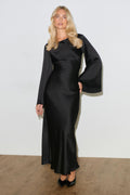 Satin wide sleeve maxi dress