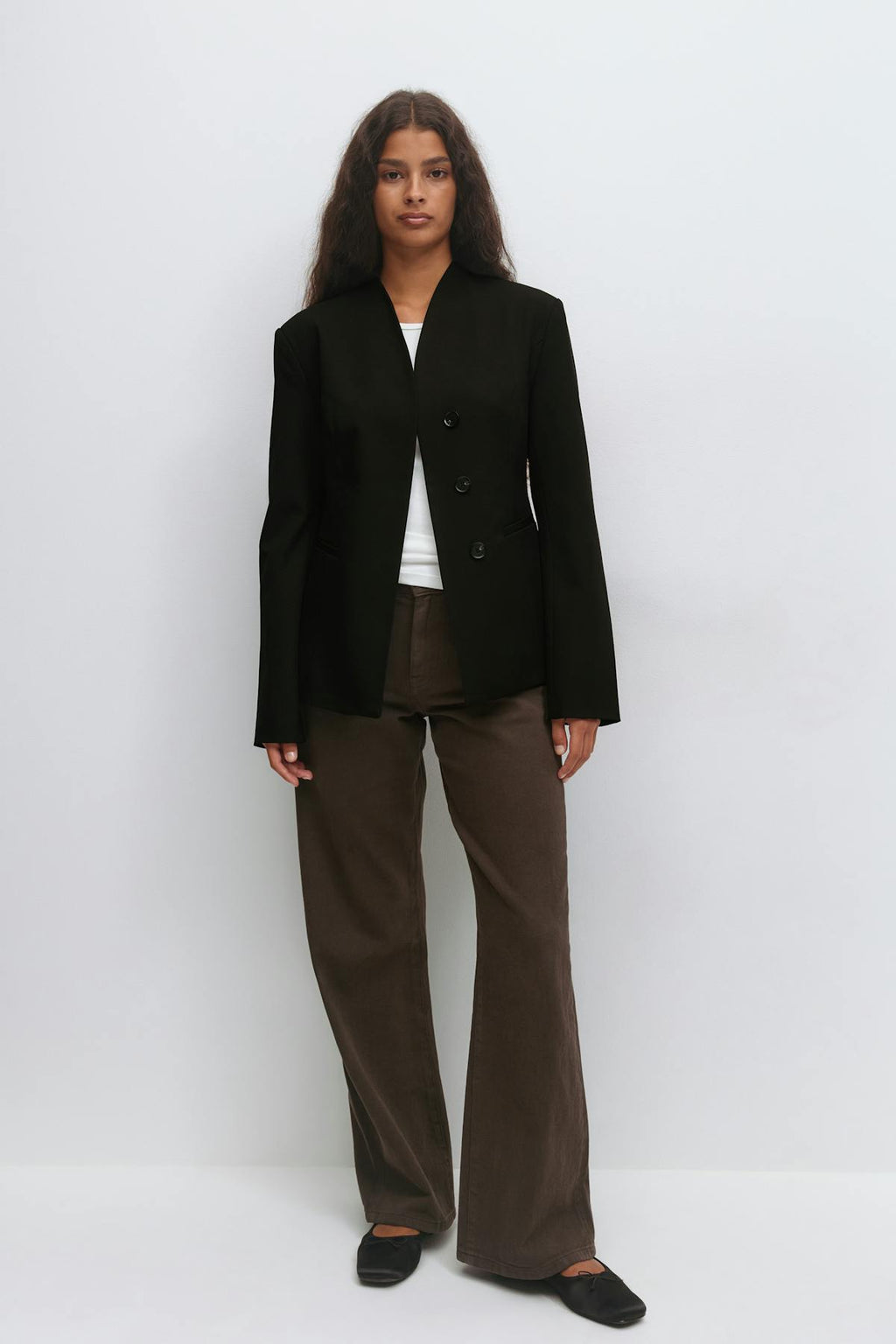 Shaped high neck blazer