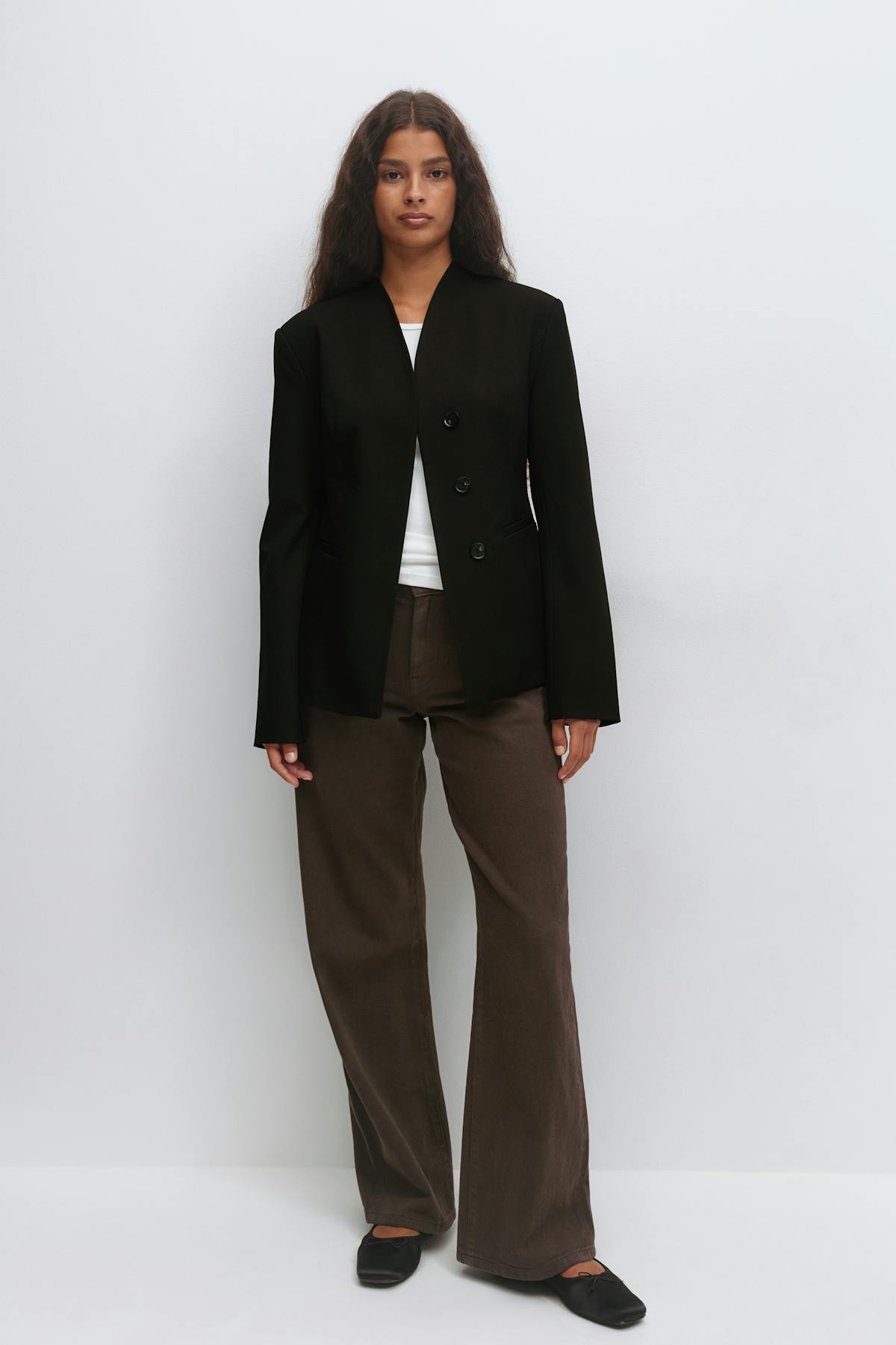 Shaped high neck blazer
