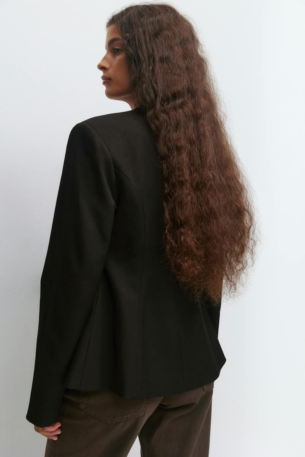 Shaped high neck blazer