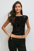 14+ sequin open back top
