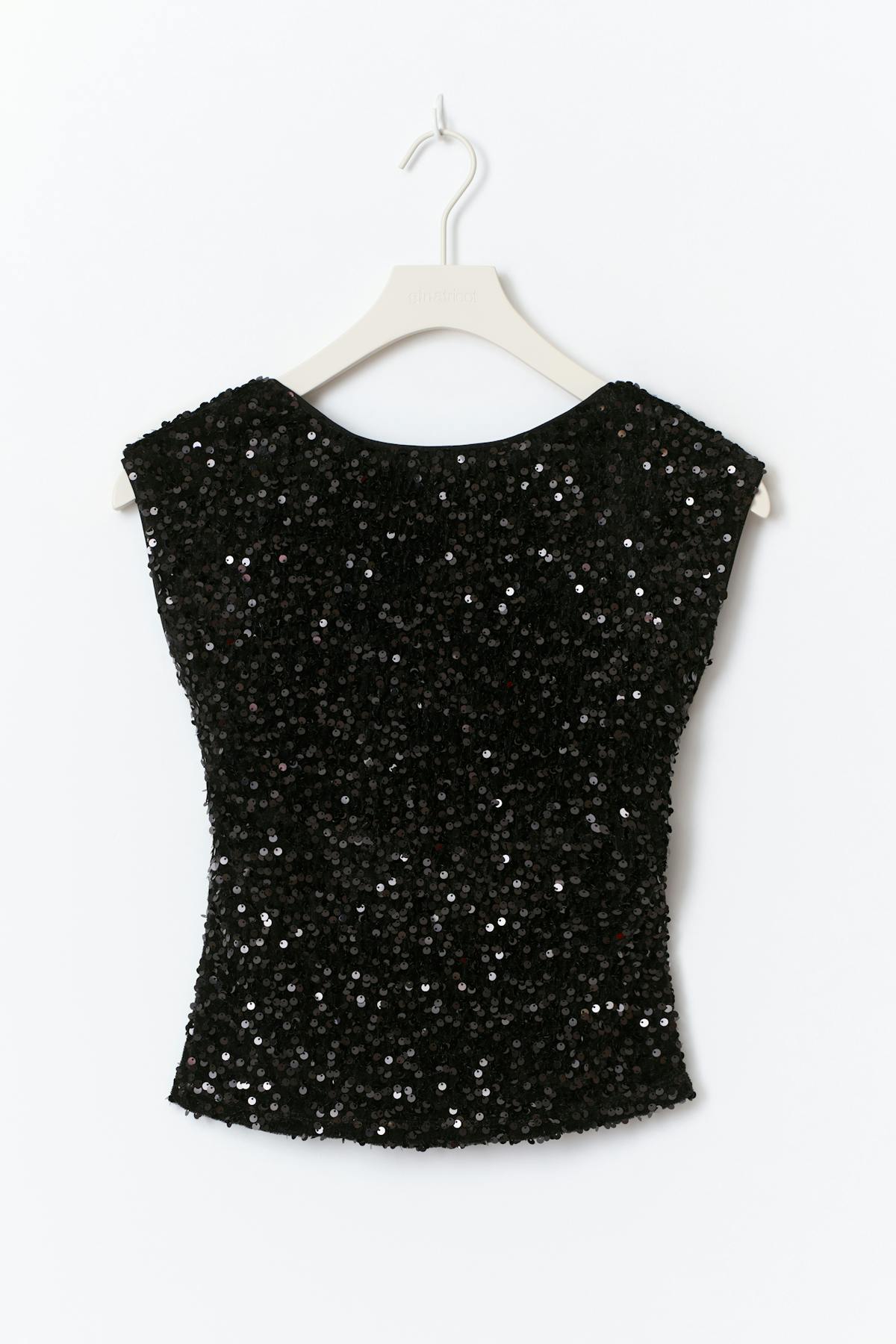 14+ sequin open back top