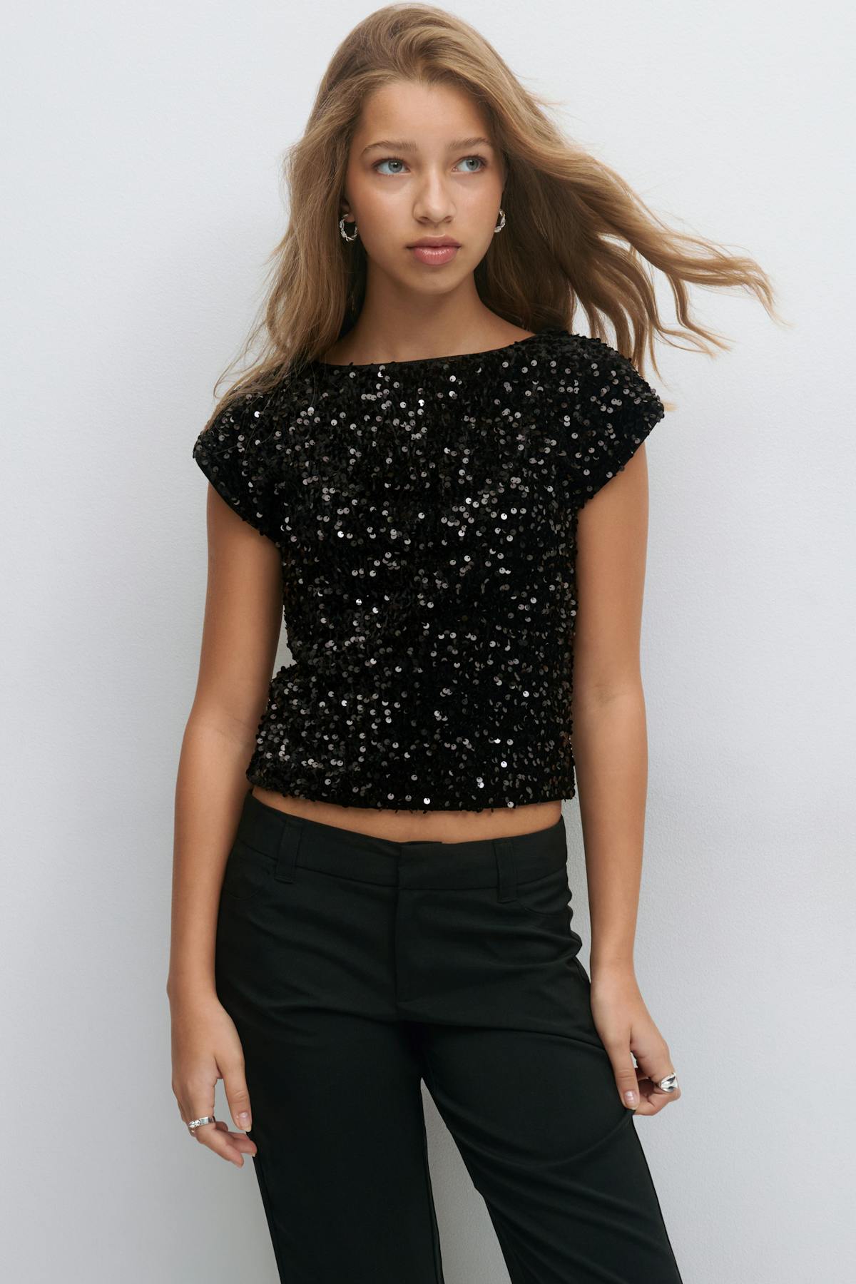 Y sequin top