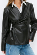 Pu wrap blazer