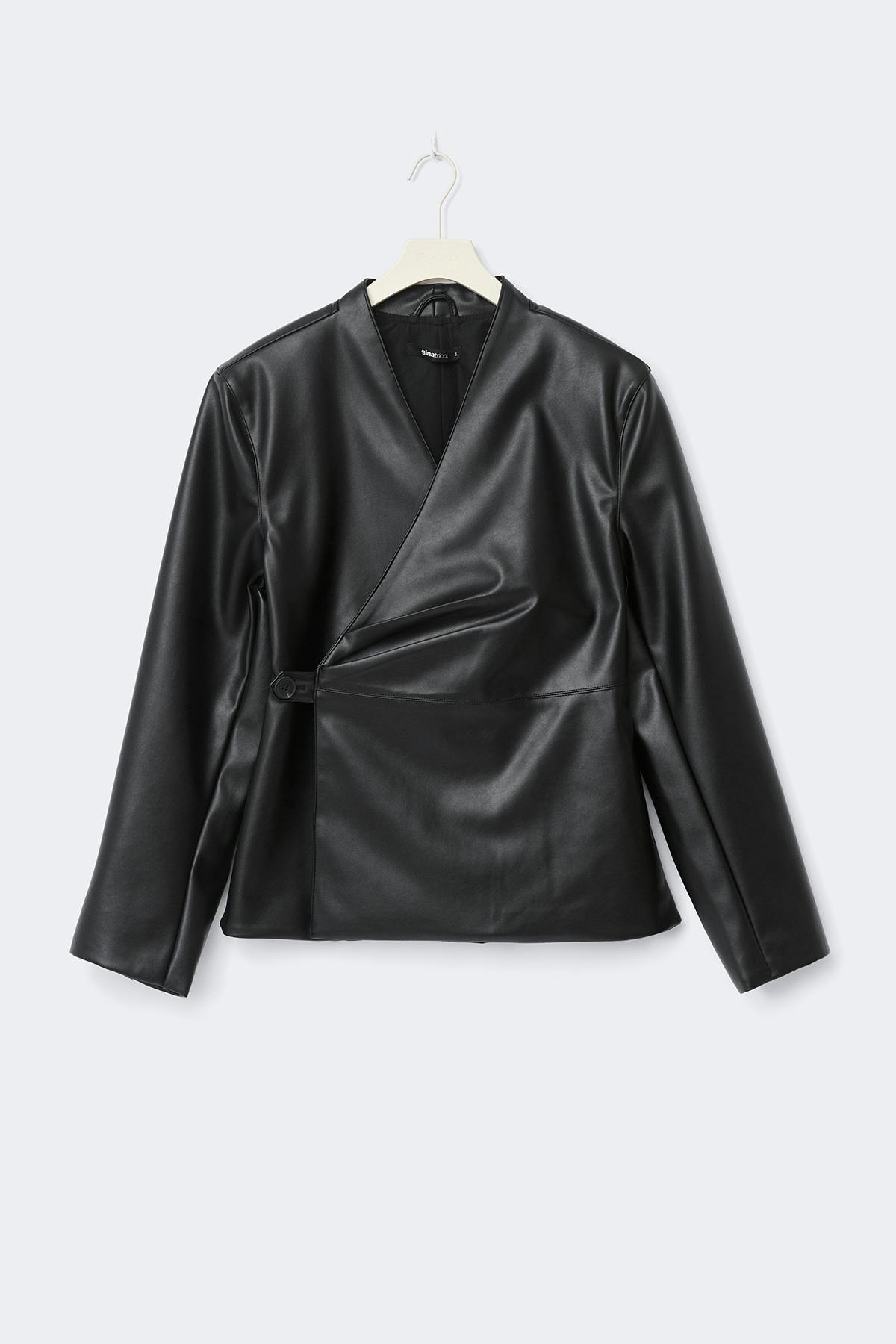 Pu wrap blazer