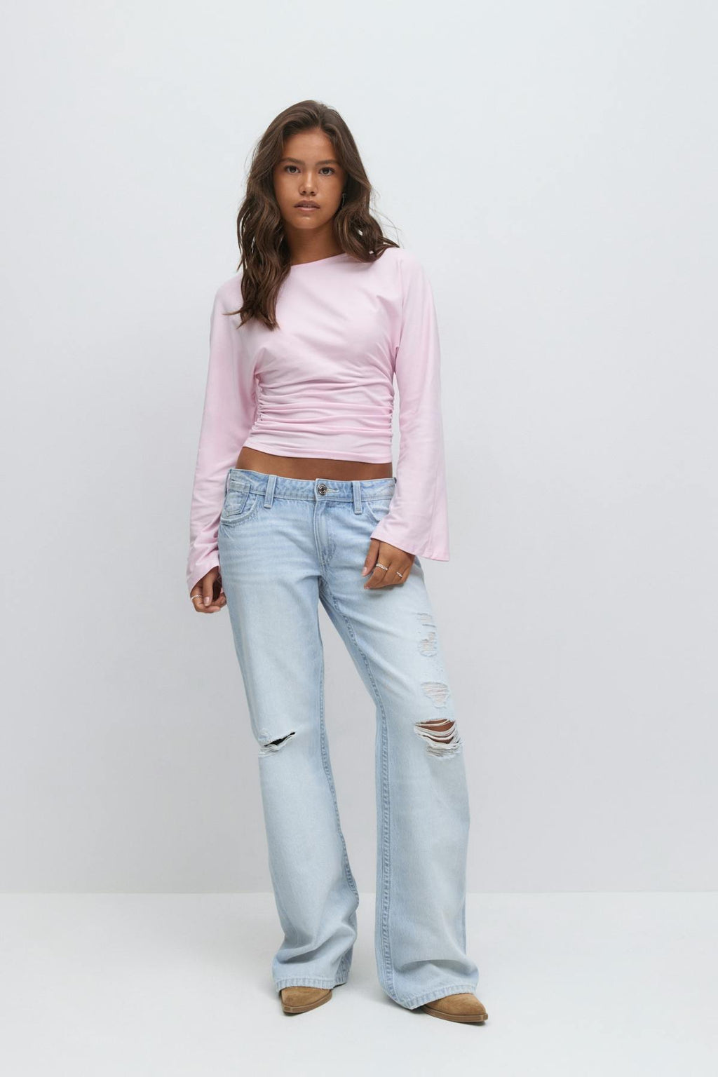 Low waist loose bootcut jeans