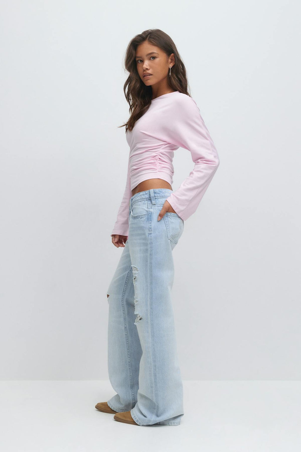 Low waist loose bootcut jeans