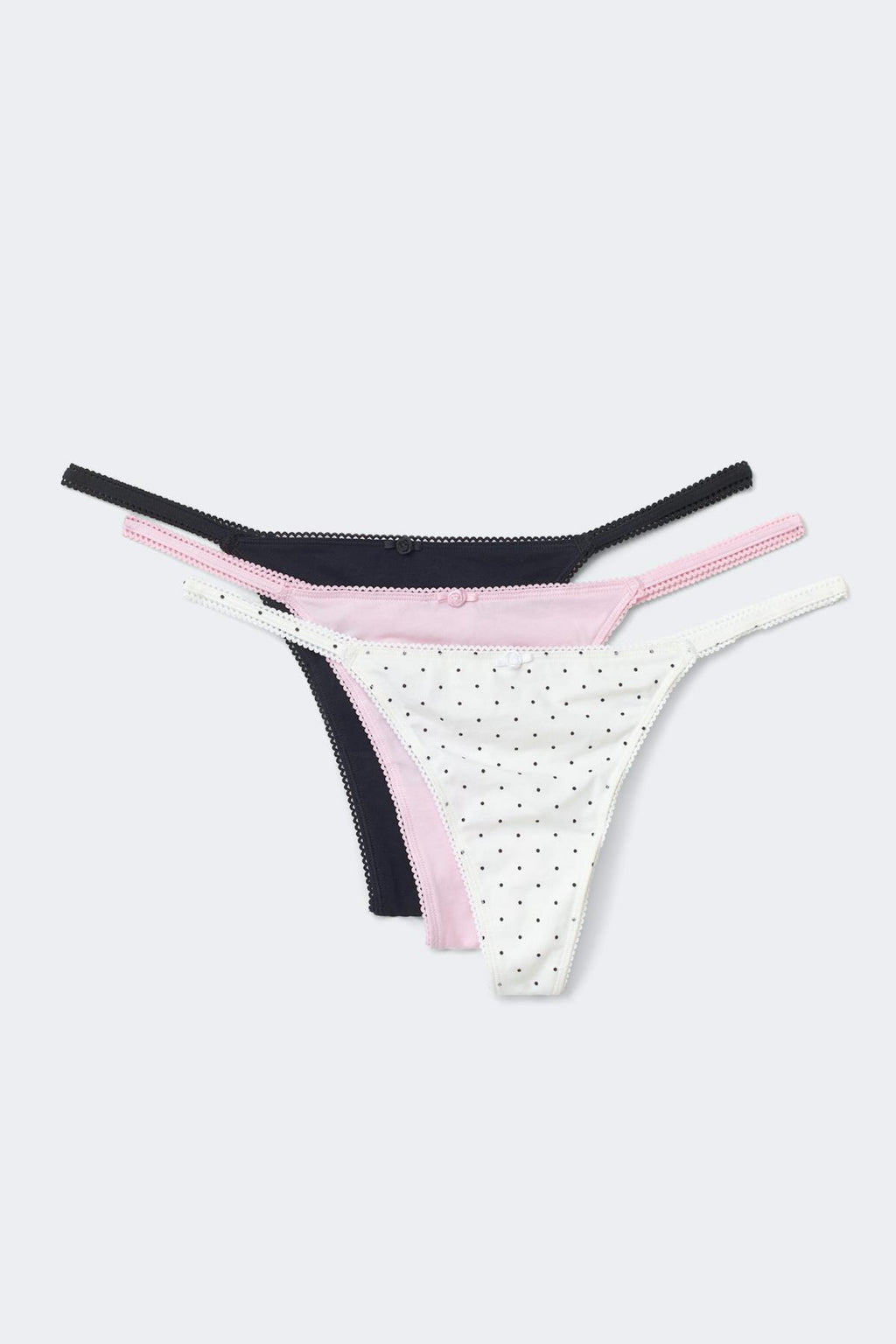 3-pack cotton picot thong