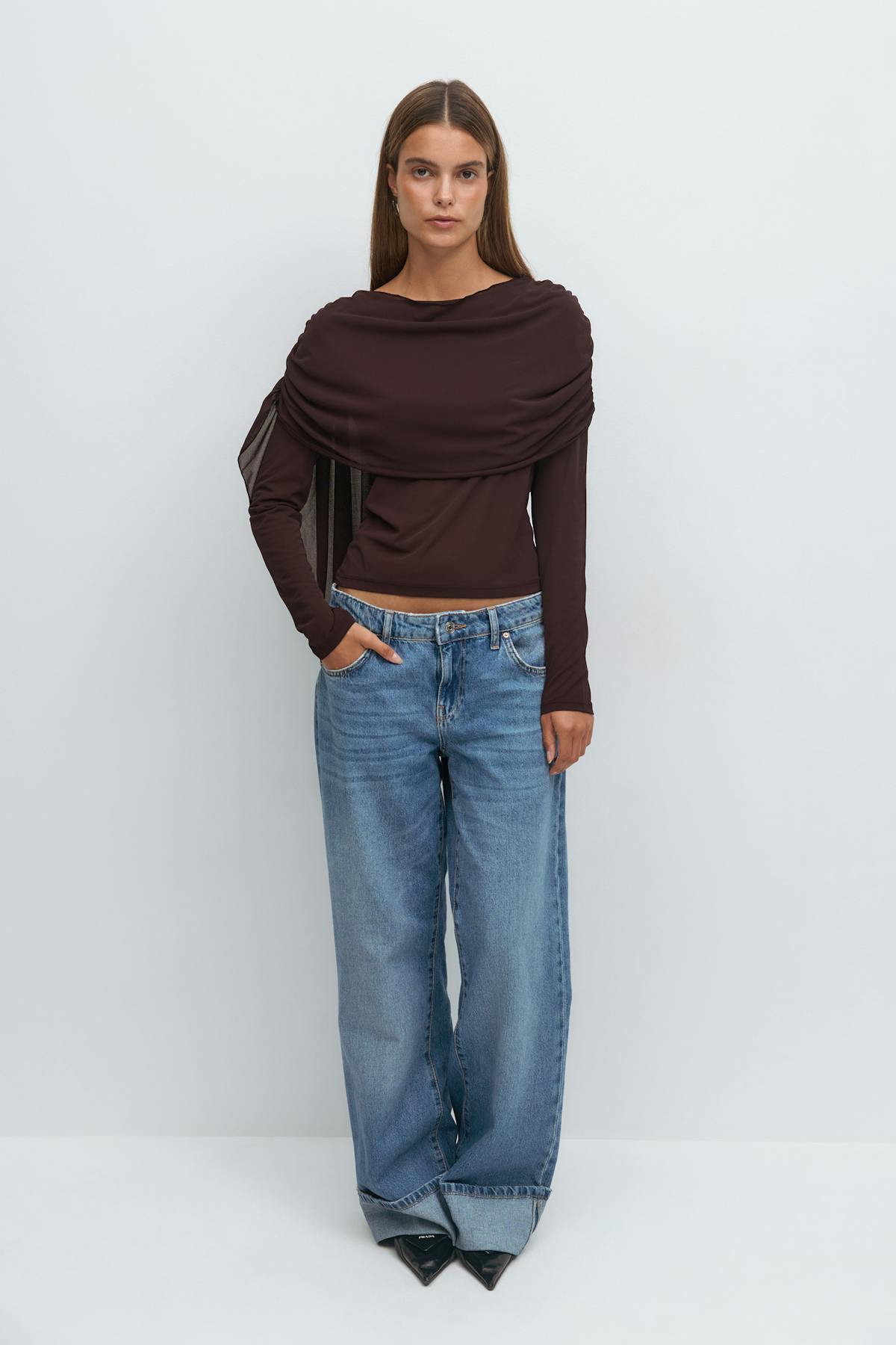 Long sleeve shawl top