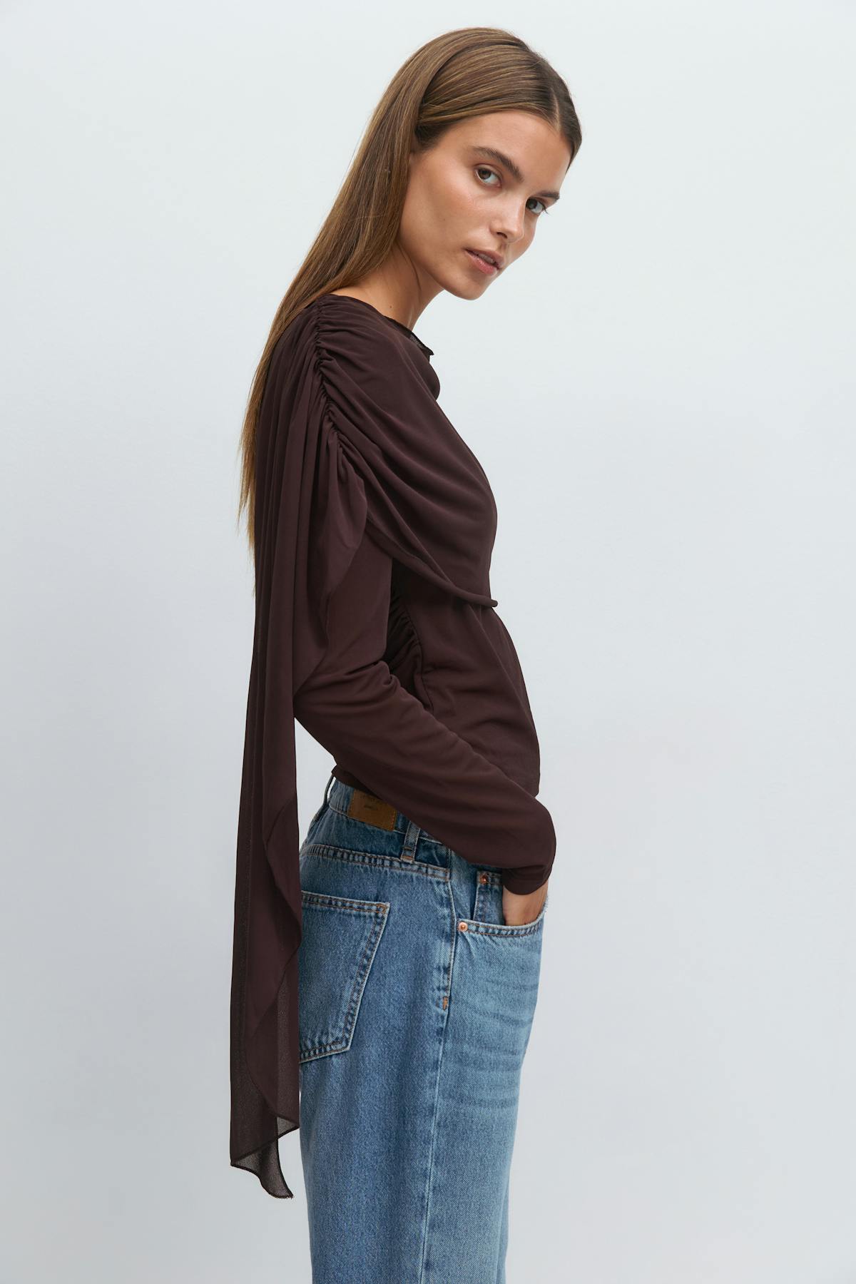 Long sleeve shawl top