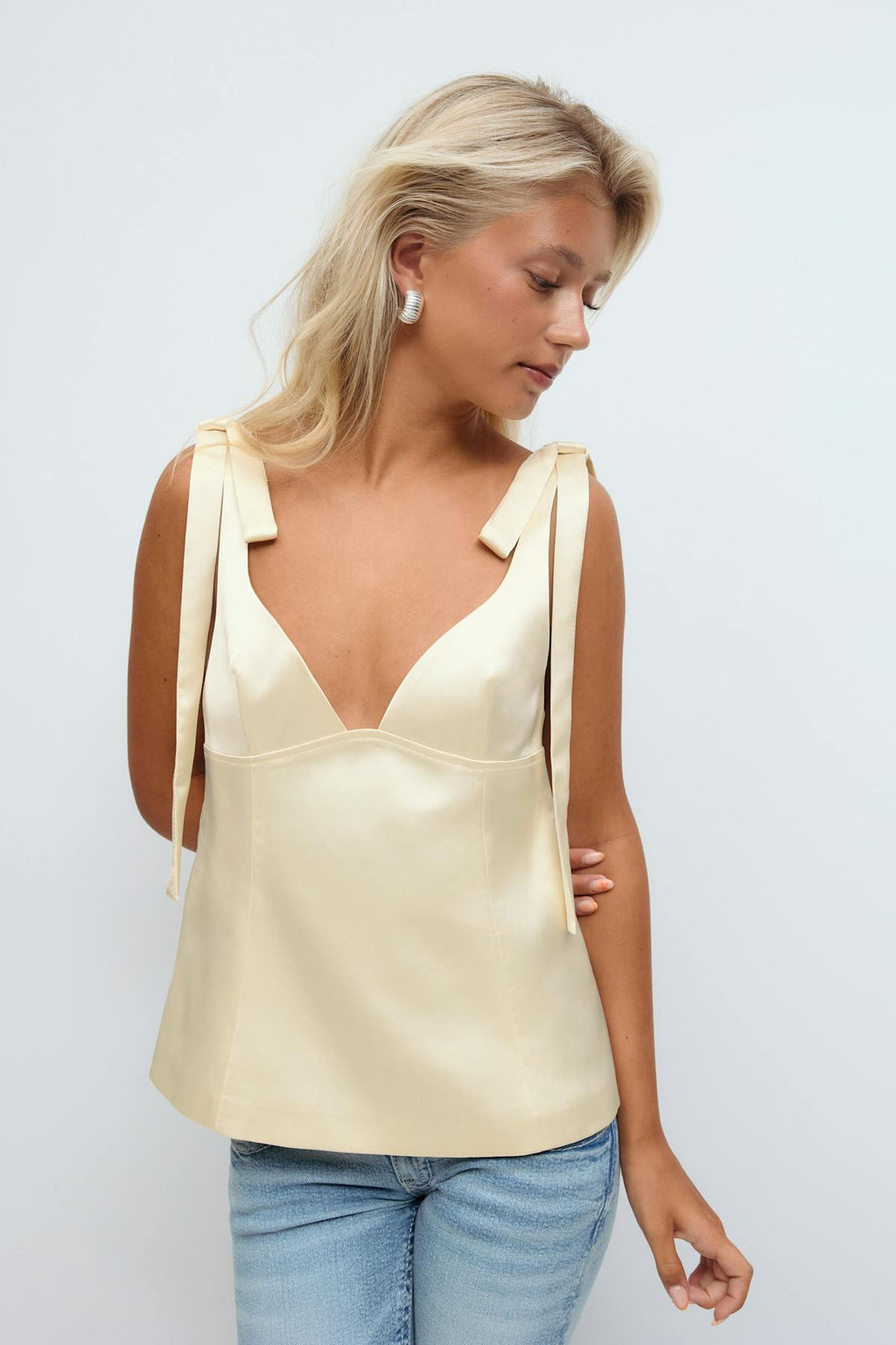 14+ satin tie top