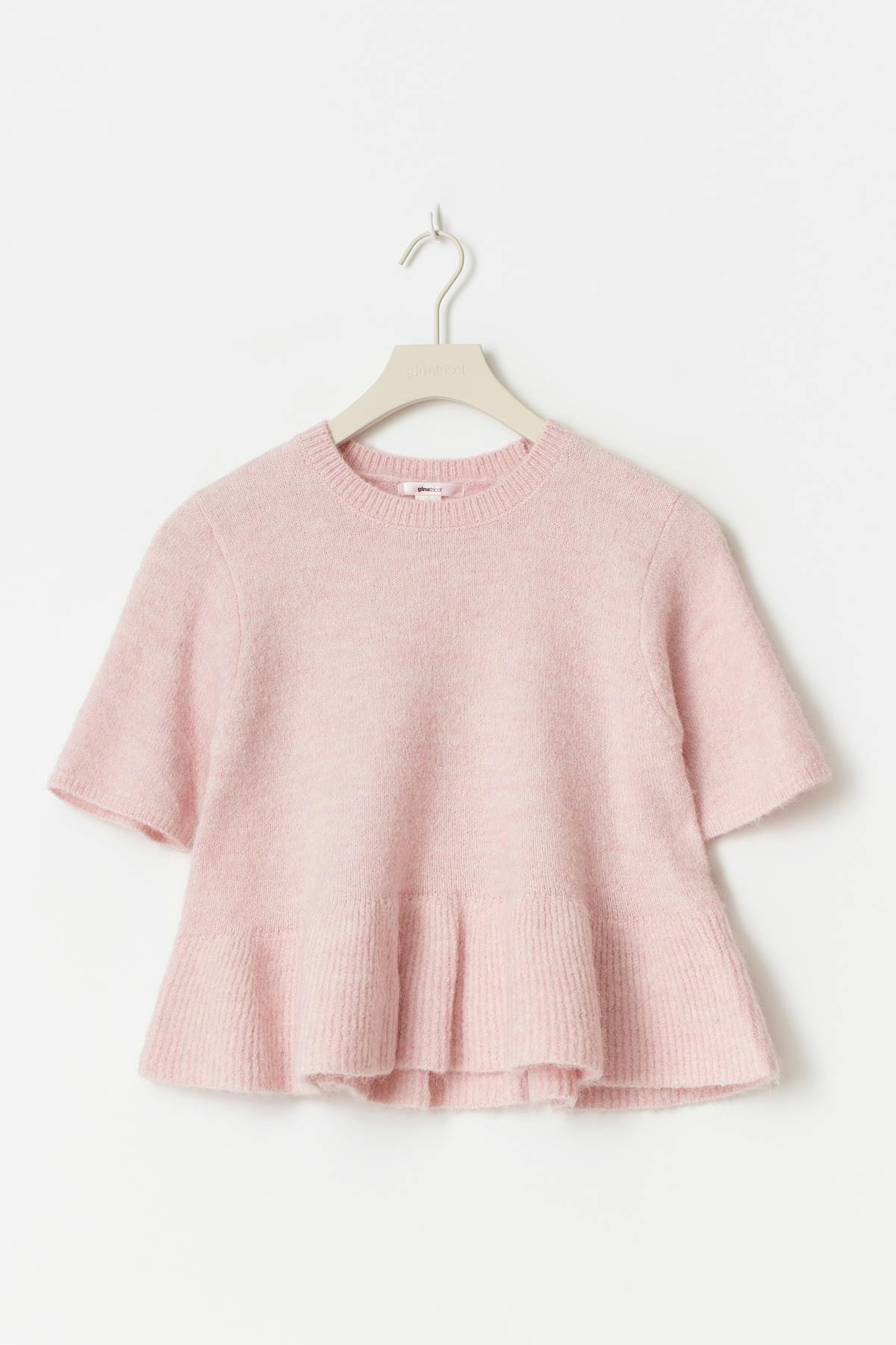 Y knitted peplum top