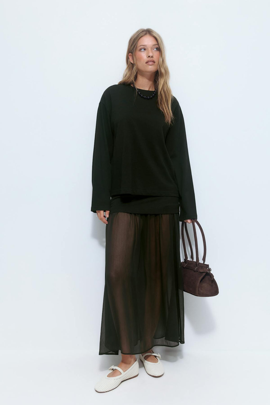 Pleated maxi skirt