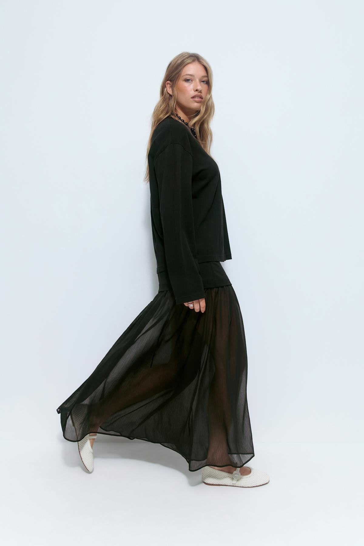 Pleated maxi skirt