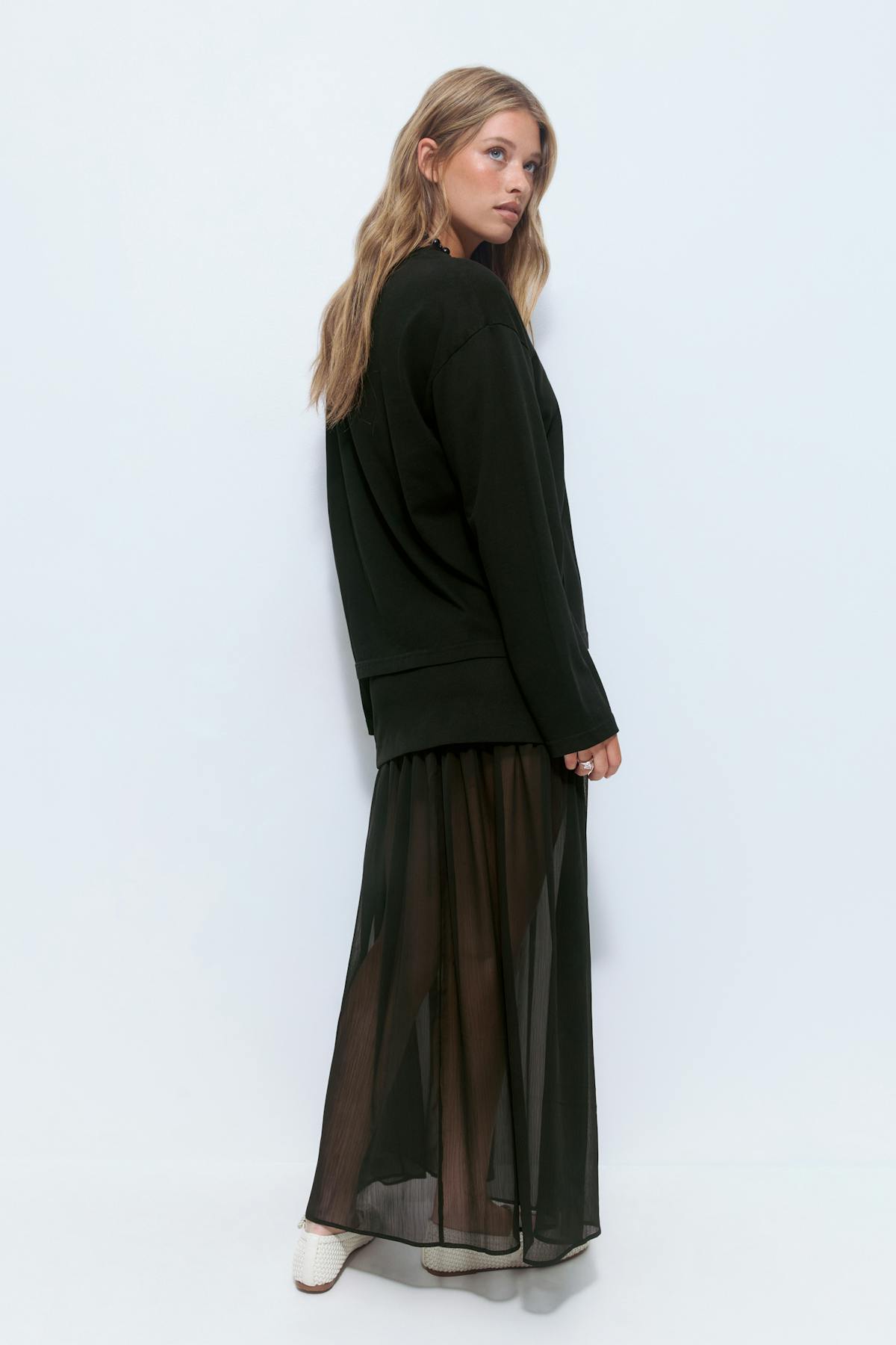 Pleated maxi skirt