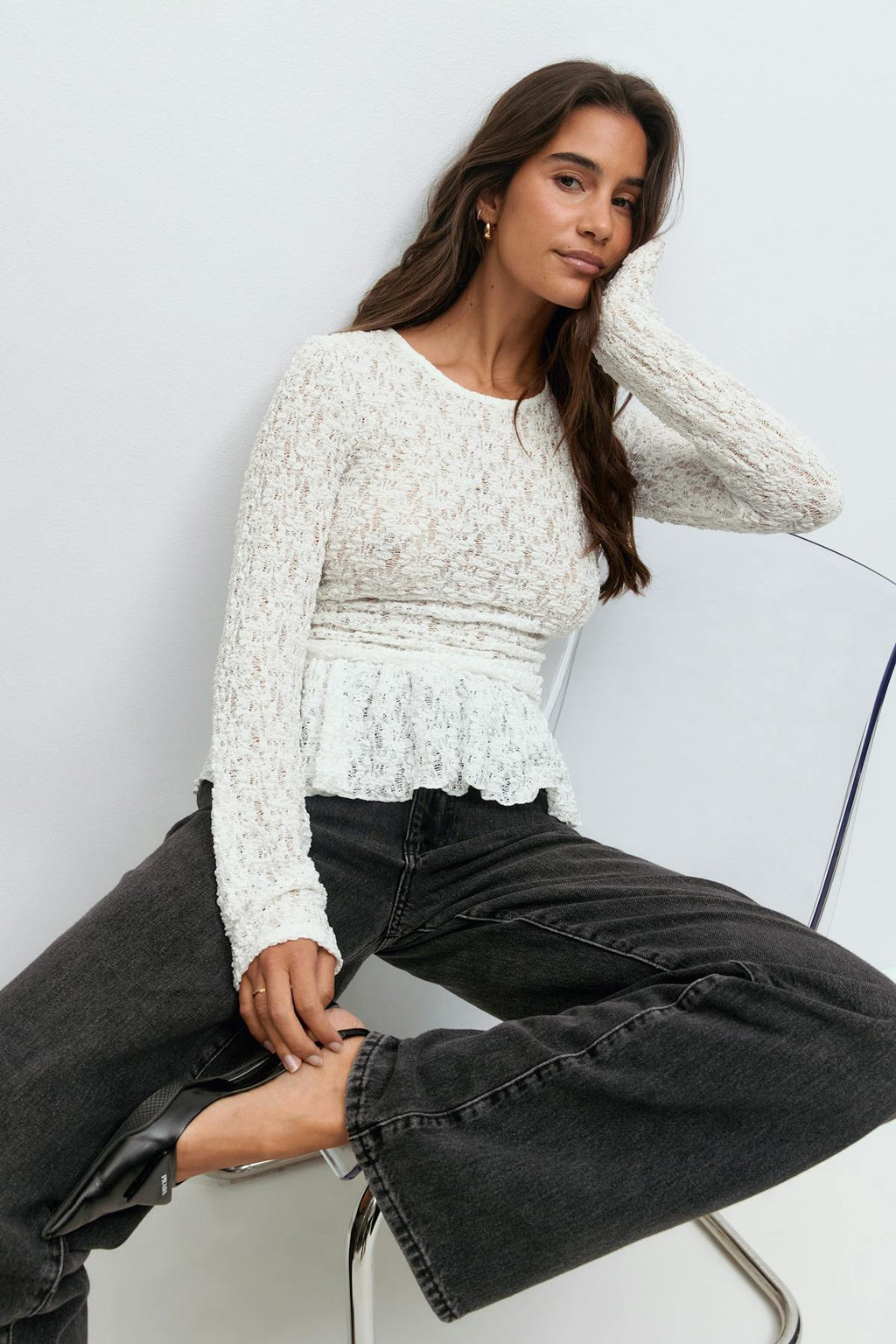 Lace peplum top