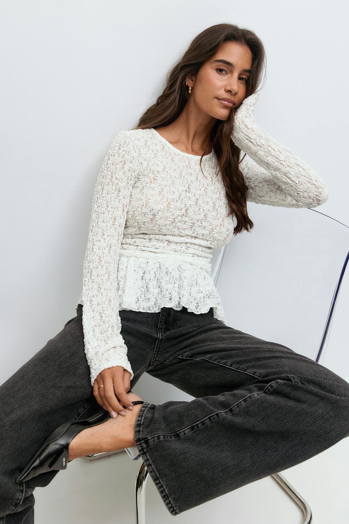 Lace peplum top