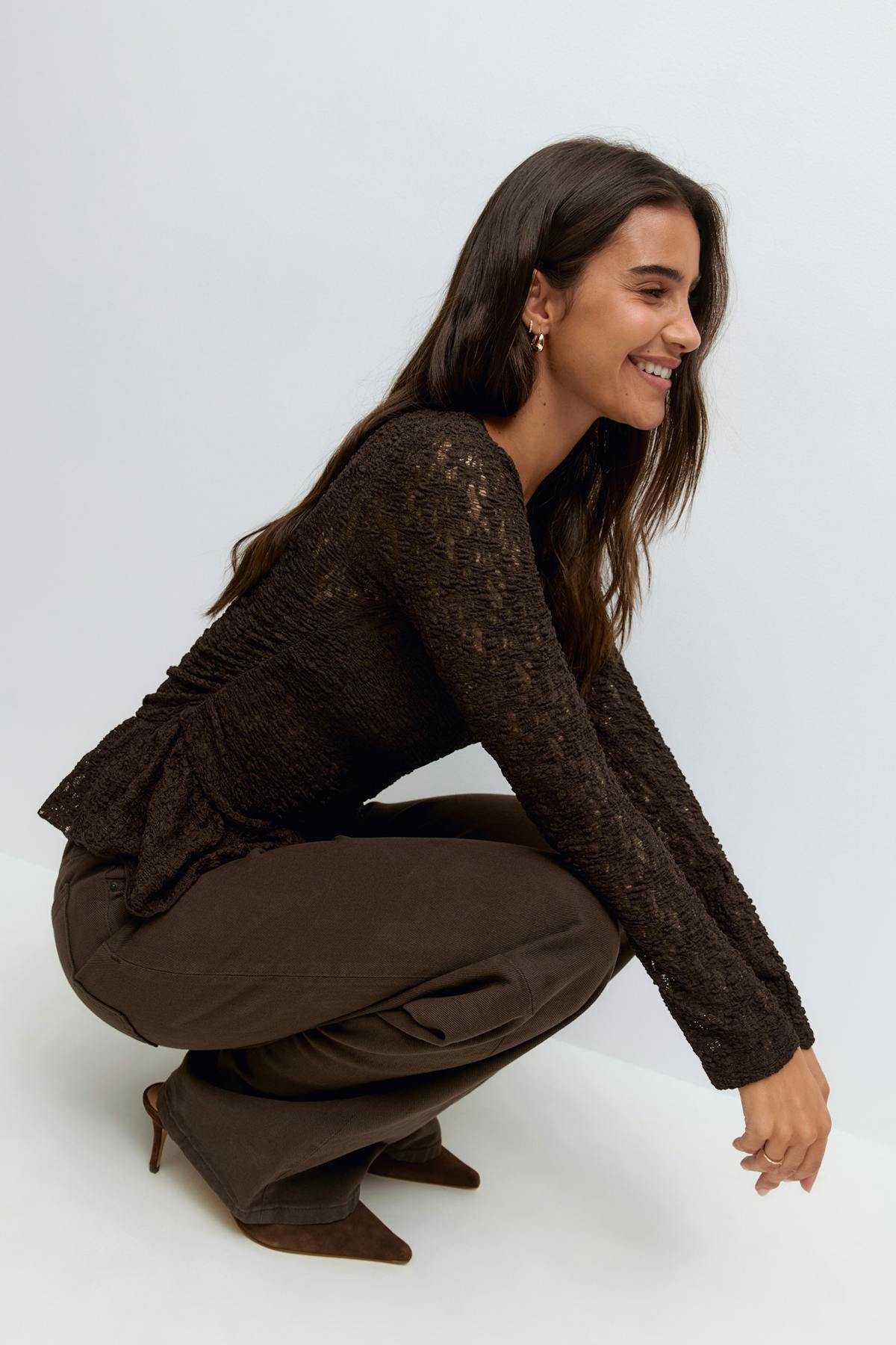 Lace peplum top