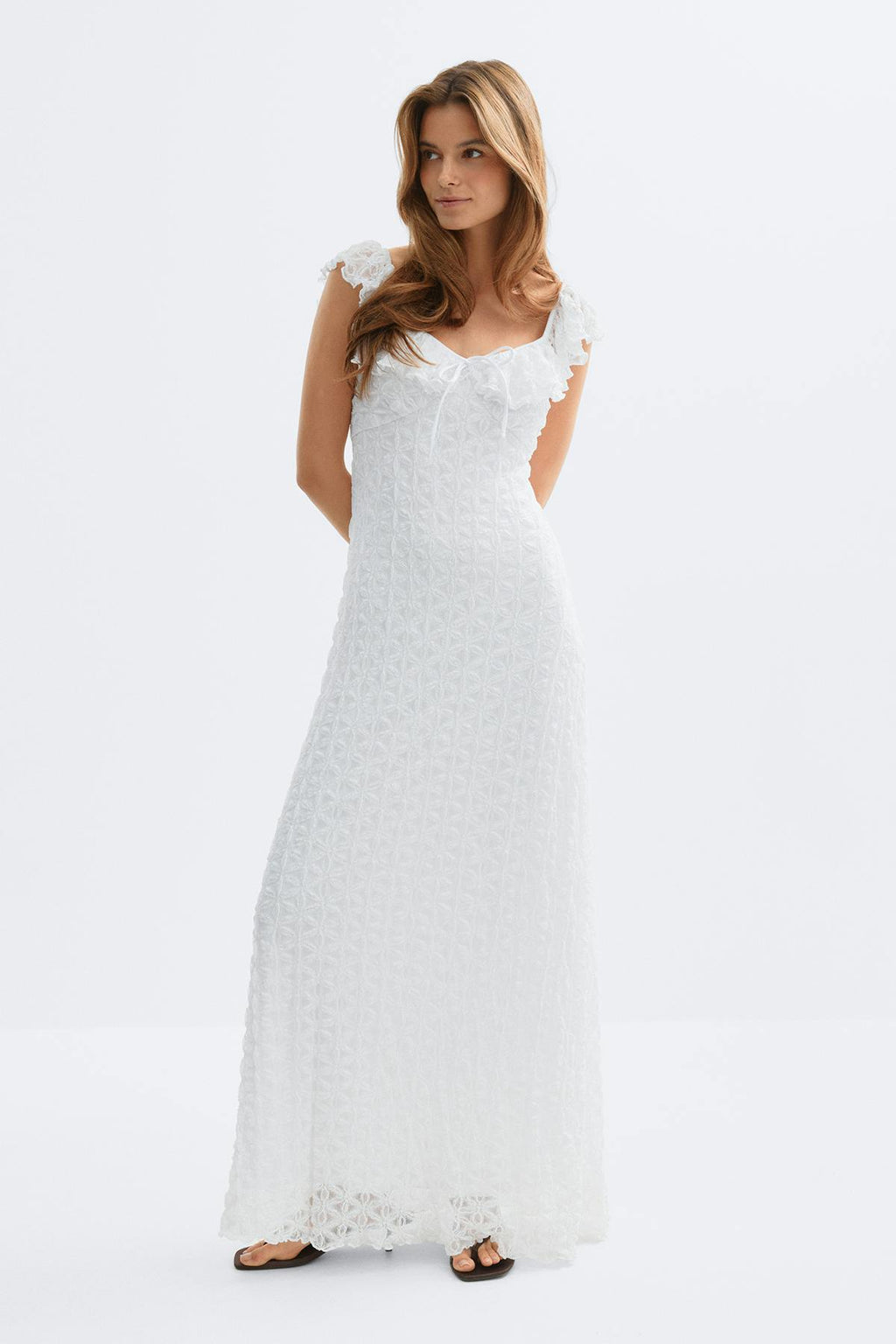 Lace frill maxi dress