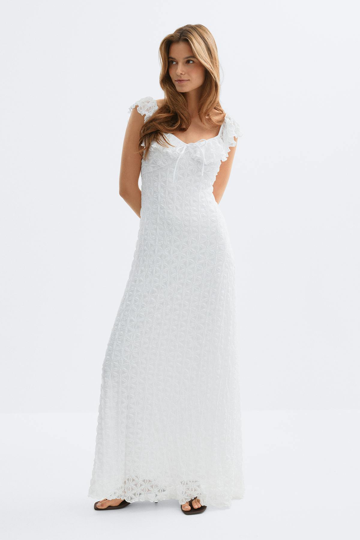 Lace frill maxi dress