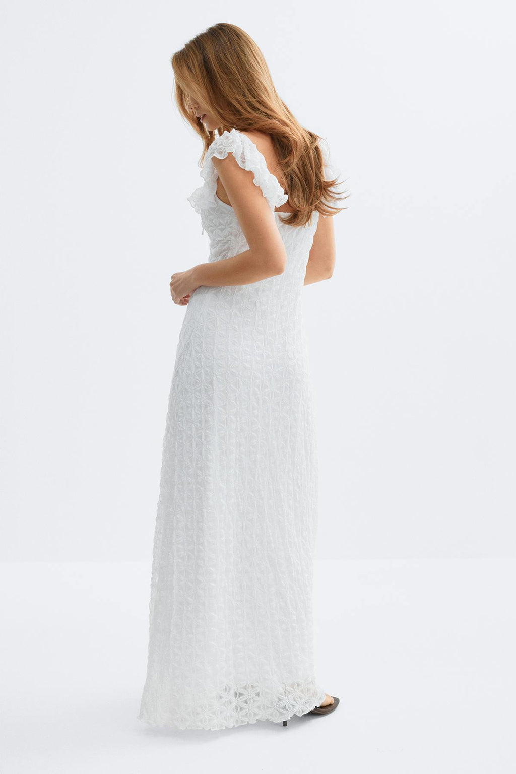 Lace frill maxi dress