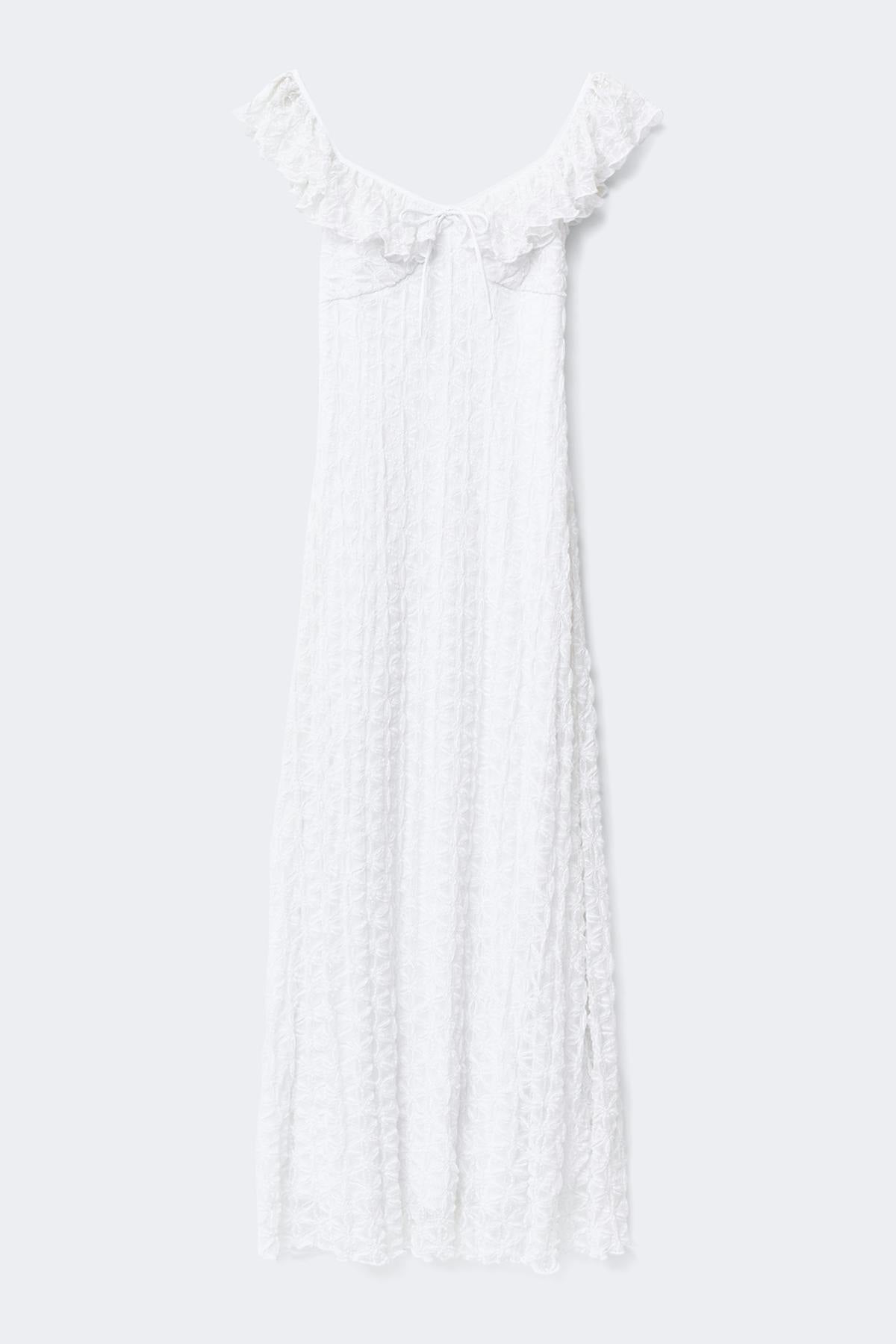 Lace frill maxi dress