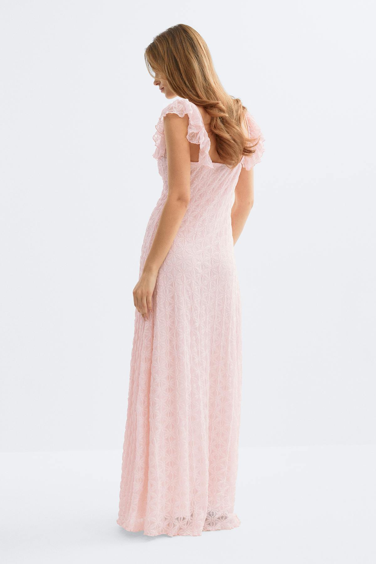 Lace frill maxi dress