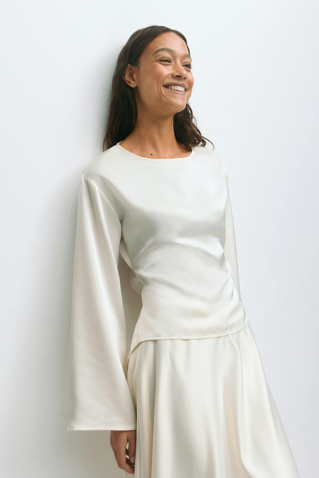 Open back satin blouse