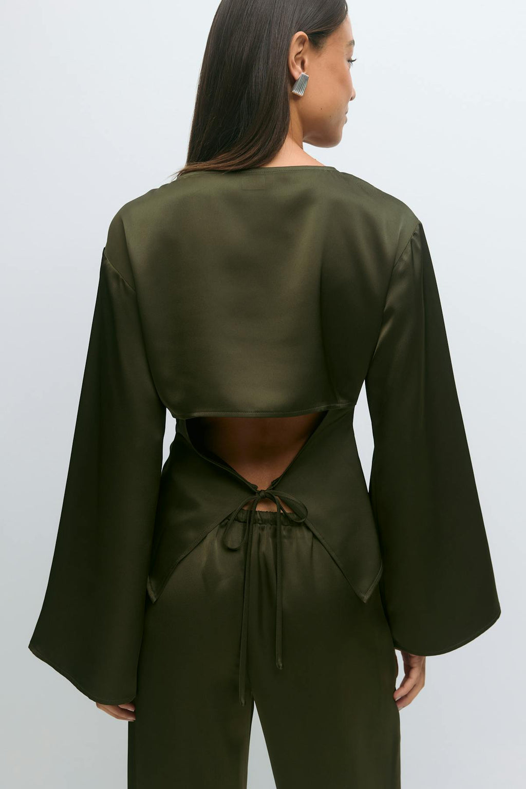 Open back satin blouse