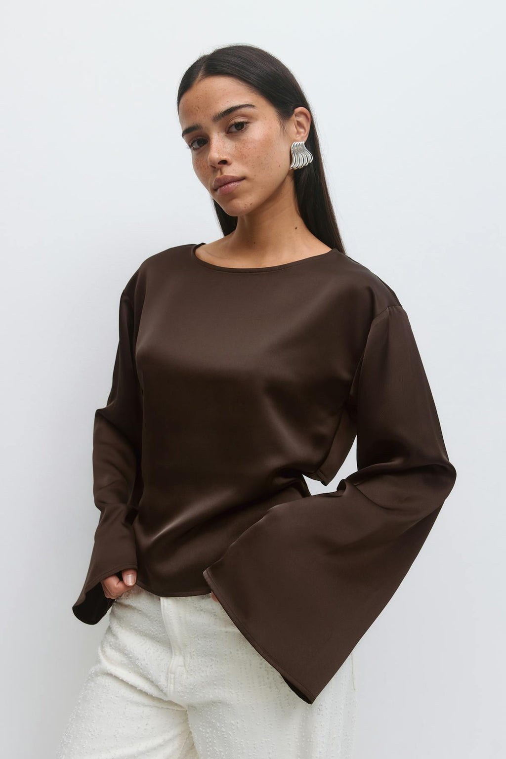 Open back satin blouse