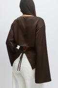 Open back satin blouse