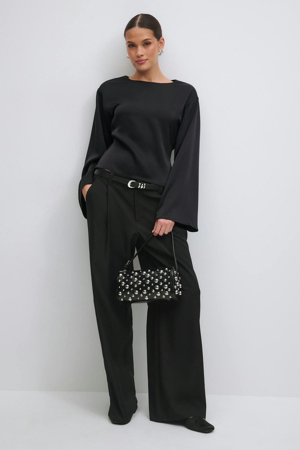 Open back satin blouse
